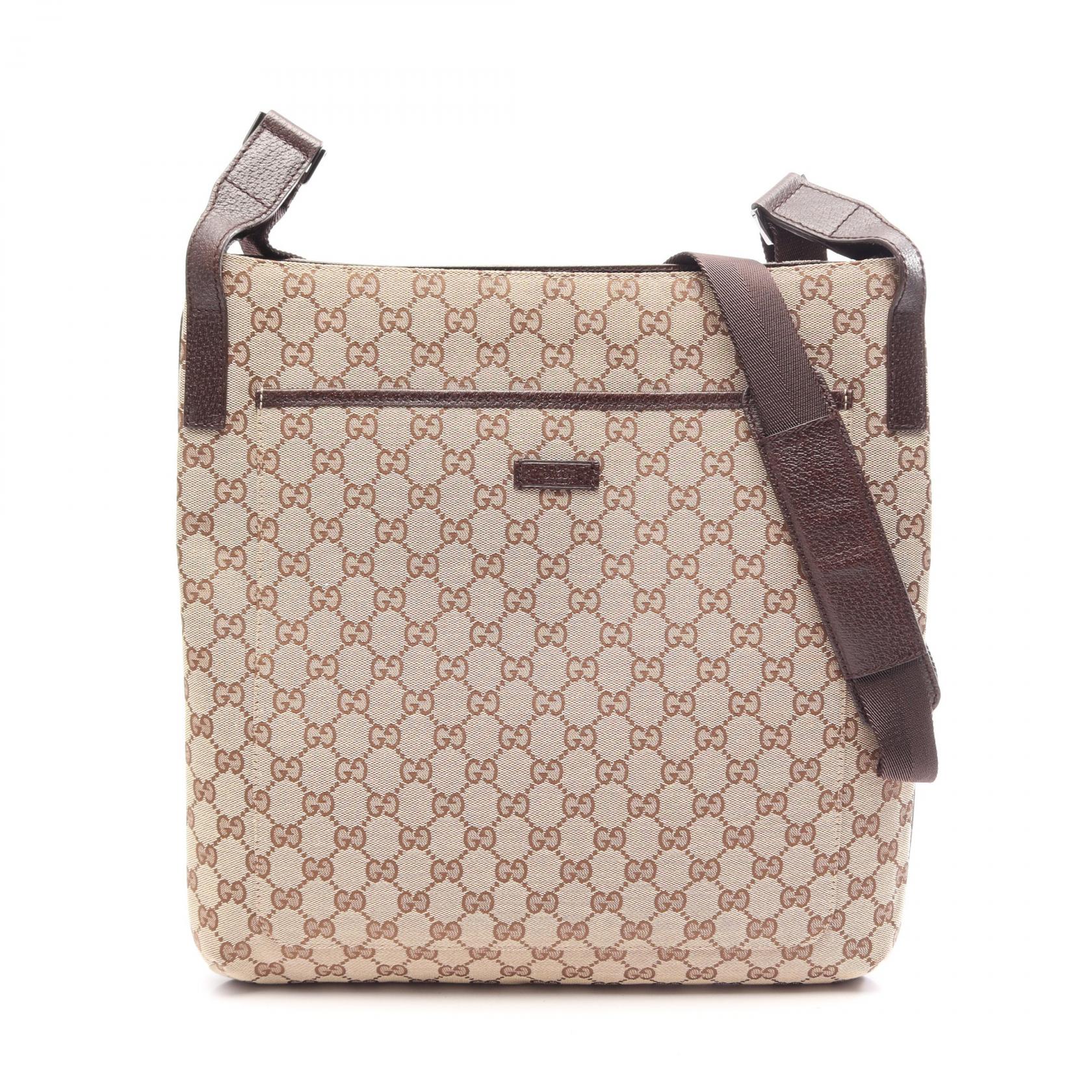 【10%OFFクーポン 7/18 0時~7/21 9:59】グッチ GUCCI GGキャンバス ショルダーバッグ バッグ キャンバス レザー ベージュ系 / ブラウン系 122971 【中古】|RECLO(リクロ)店