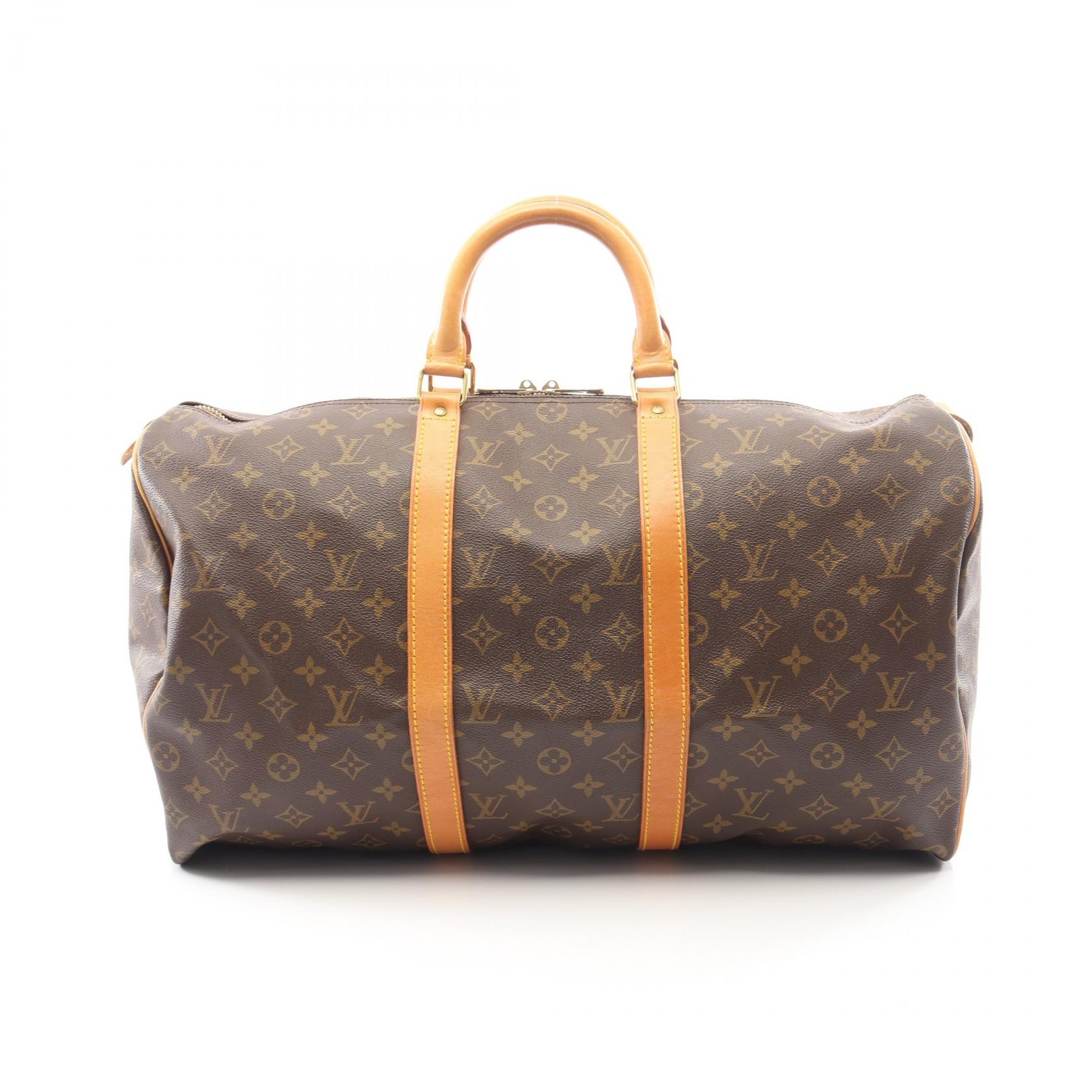 【10%OFFクーポン 7/21 10時～7/26 9:59】ルイ・ヴィトン LOUIS VUITTON キーポル50 ボストンバッグ バッグ PVCコーティングキャンバス レザー モノグラム ブラウン系 M41426 【中古】｜RECLO（リクロ）店