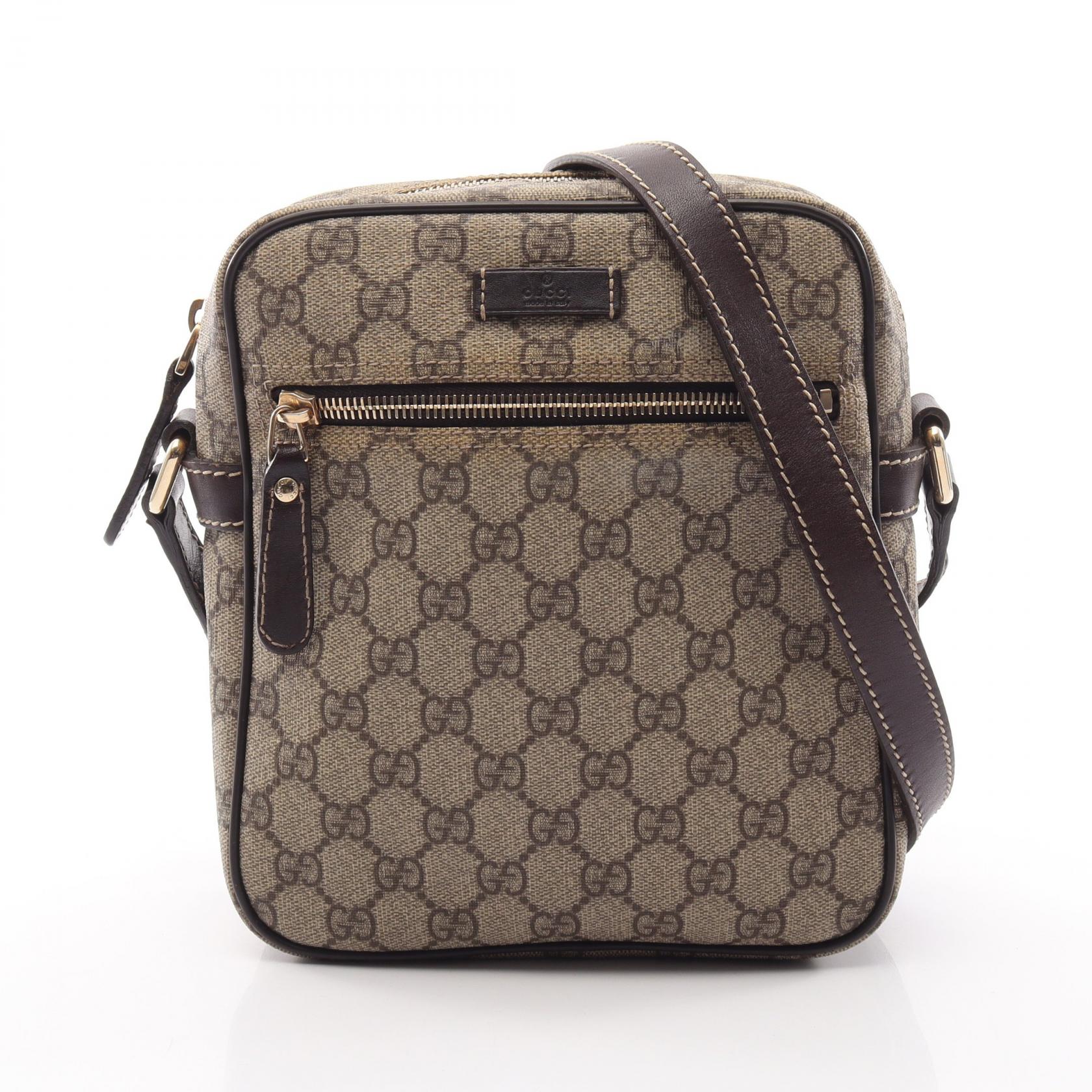 【10%OFFクーポン 7/21 10時~7/26 9:59】グッチ GUCCI GGスプリーム ショルダーバッグ バッグ PVCコーティングキャンバス レザー ベージュ系 / ブラウン系 233268 【中古】|RECLO(リクロ)店