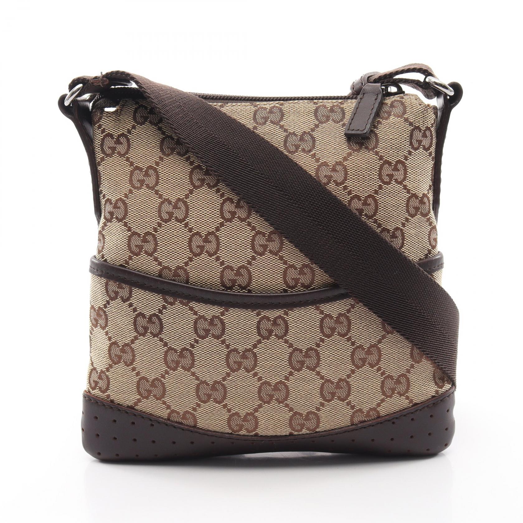 【全品ポイント11倍｜7/30 0:00-23:59】グッチ GUCCI GGキャンバス ショルダーバッグ バッグ キャンバス レザー ベージュ系 / ブラウン系 147671 【中古】｜RECLO（リクロ）店 52,800円