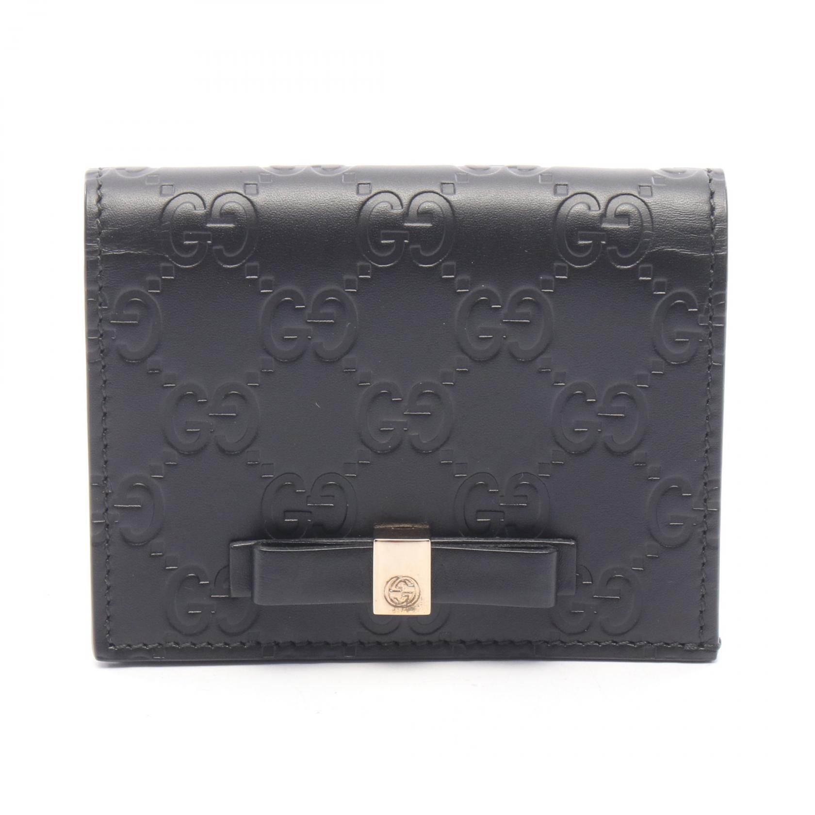 【10%OFFクーポン 7/21 10時～7/26 9:59】グッチ GUCCI グッチシマ 二つ折り財布 財布 レザー ブラック系 406924 【中古】｜RECLO（リクロ）店