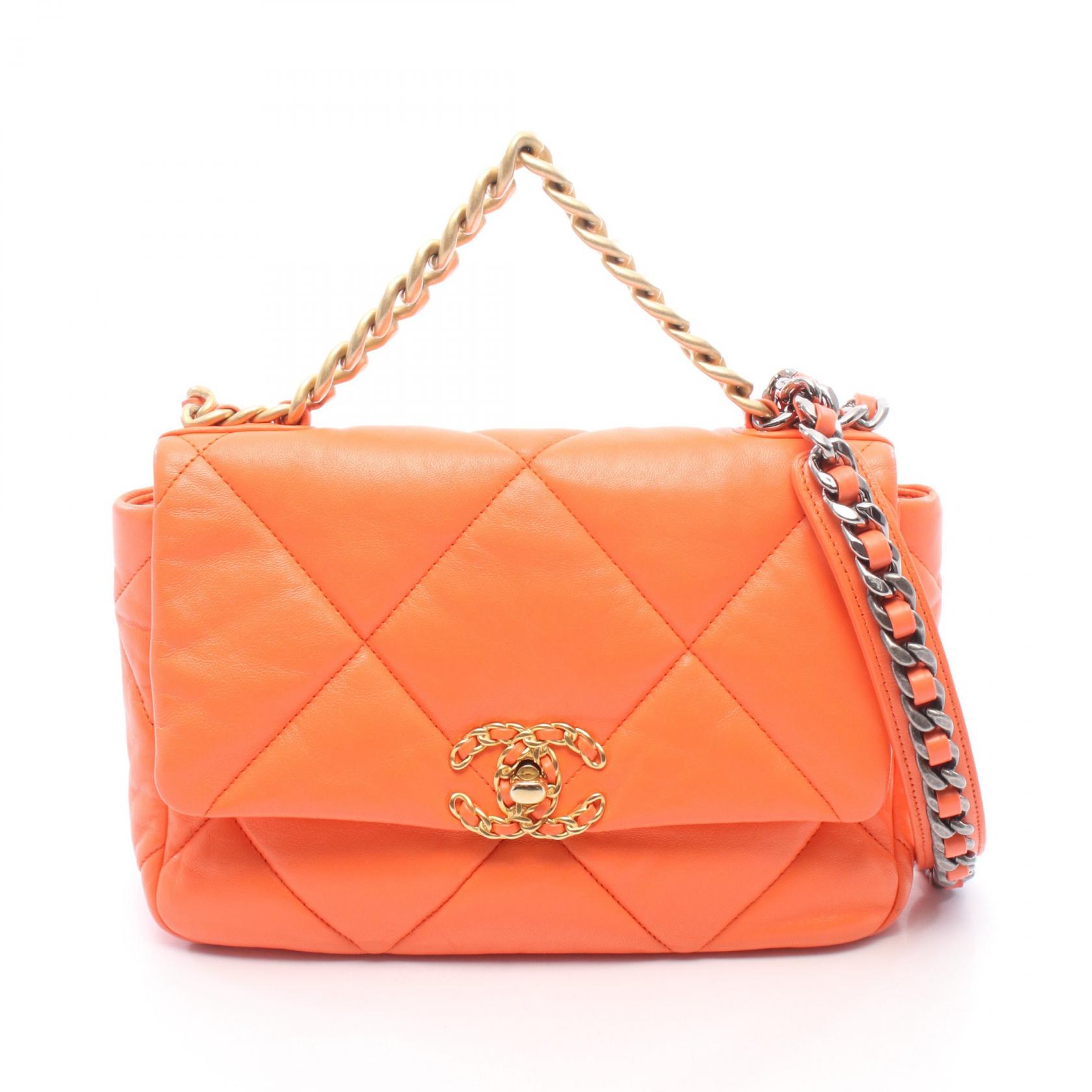 【10%OFFクーポン 7/21 10時~7/26 9:59】シャネル CHANEL 19 ディズヌフ マトラッセ ショルダーバッグ バッグ レザー オレンジ系 AS1160 【中古】|RECLO(リクロ)店