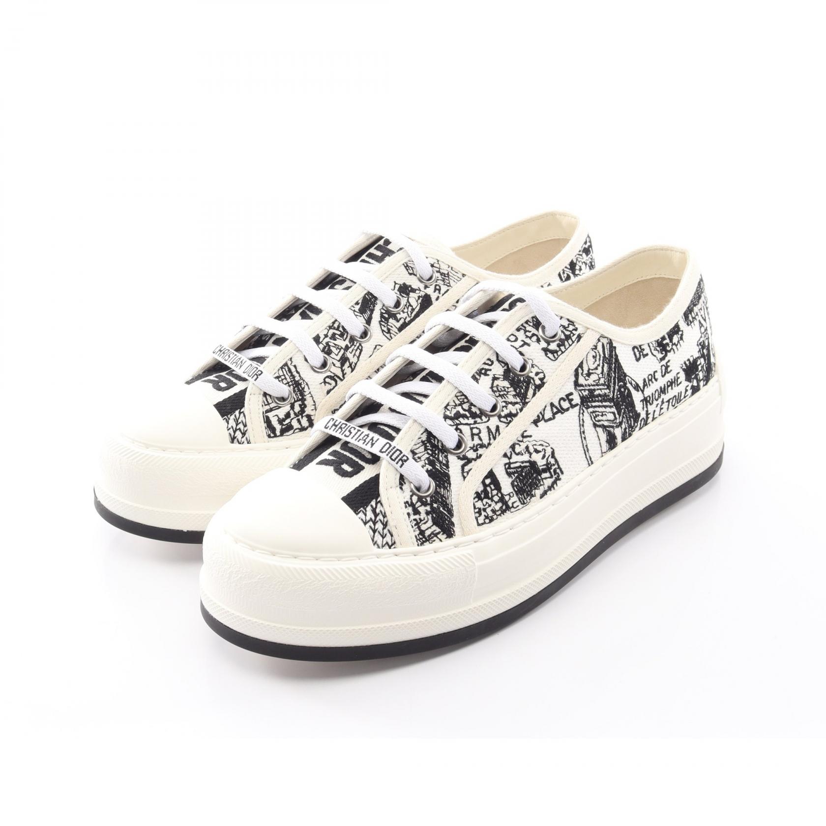 ディオール Dior WALK'N'DIOR Plan de Paris プラットフォーム スニーカー 靴 キャンバス ホワイト系 / ブラック系 【中古】｜RECLO（リクロ）店 59,400円