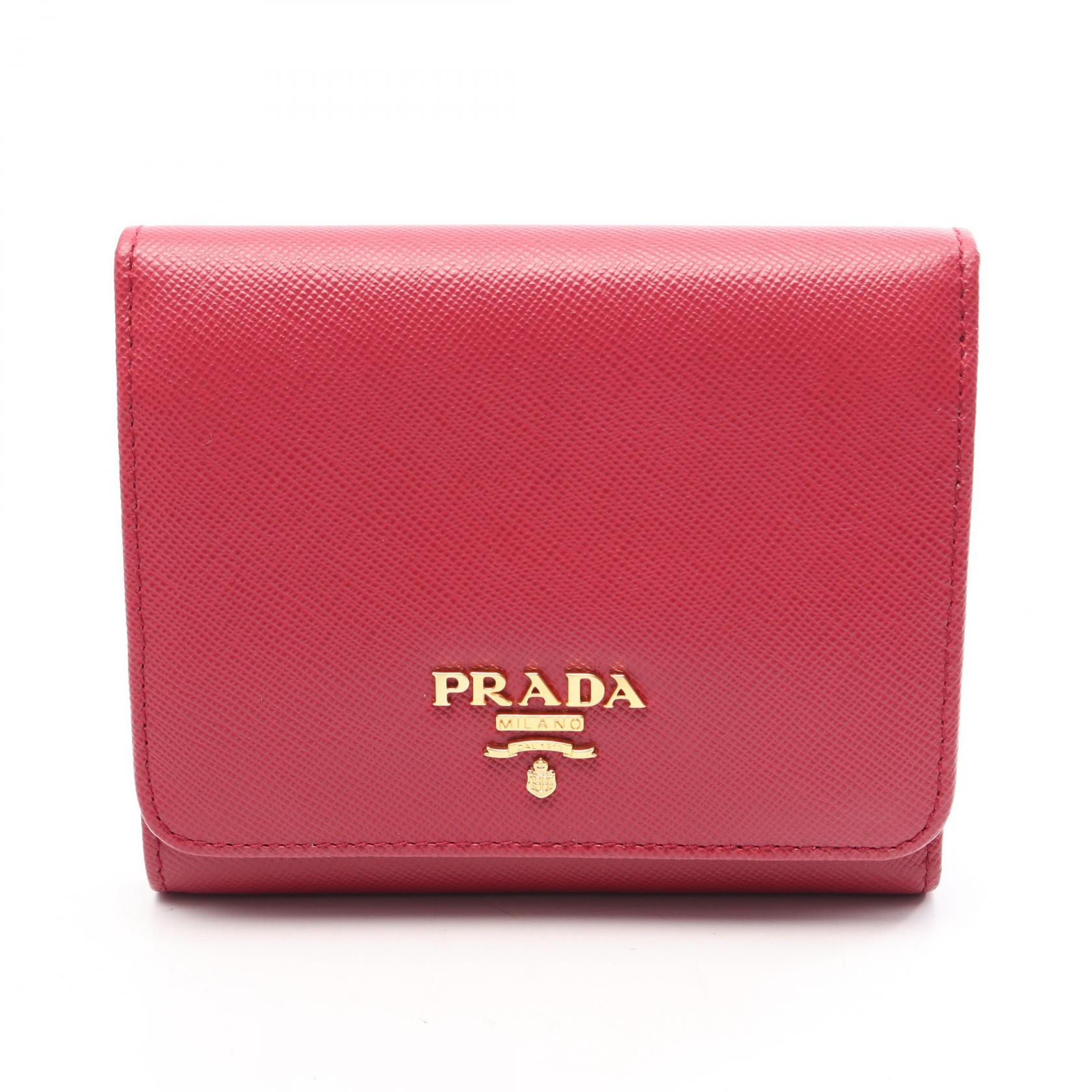 【10%OFFクーポン 7/21 10時~7/26 9:59】プラダ PRADA SAFFIANO METAL 三つ折り財布 財布 サフィアーノレザー ピンク系 1M0176 【中古】|RECLO(リクロ)店
