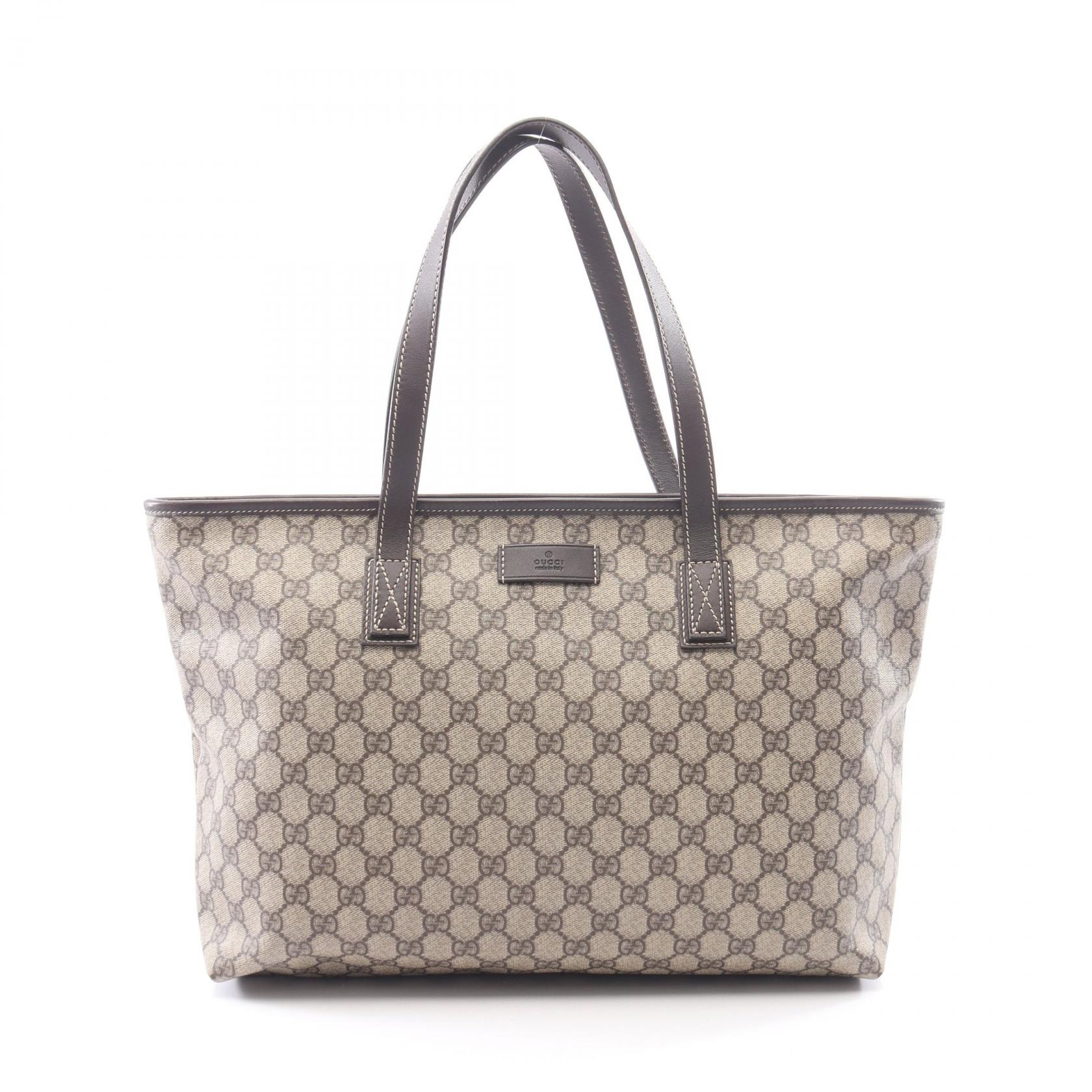【10%OFFクーポン 7/21 10時~7/26 9:59】グッチ GUCCI GGスプリーム トートバッグ バッグ PVCコーティングキャンバス レザー ベージュ系 / ブラウン系 211137 【中古】|RECLO(リクロ)店