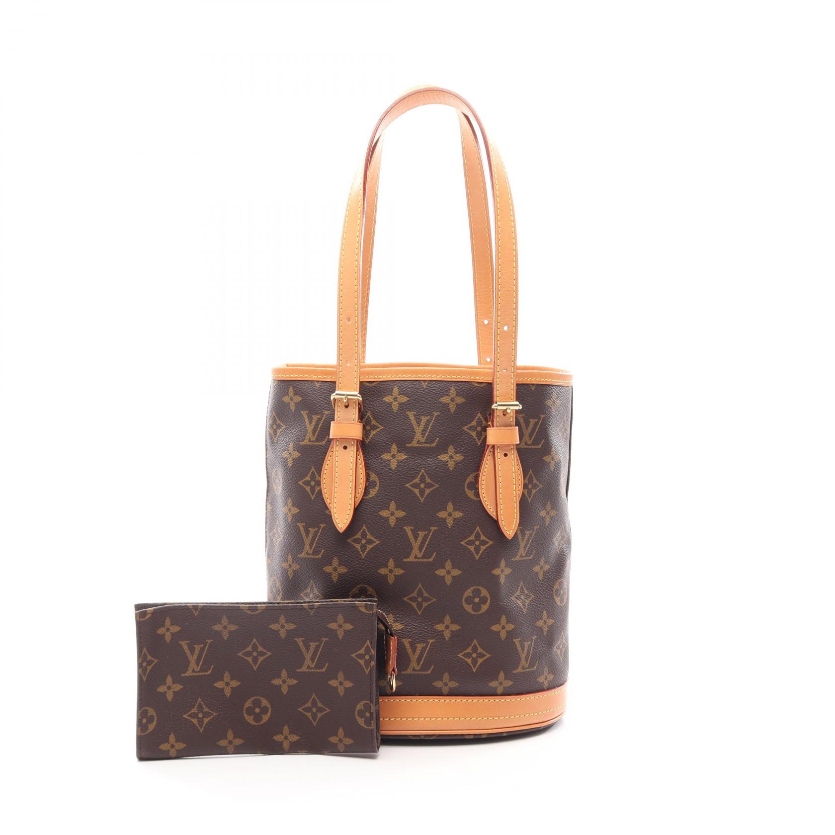 【10%OFFクーポン 7/21 10時～7/26 9:59】ルイ・ヴィトン LOUIS VUITTON バケットPM モノグラム ハンドバッグ バッグ PVCコーティングキャンバス レザー ブラウン系 M42238 【中古】｜RECLO（リクロ）店 104,500円