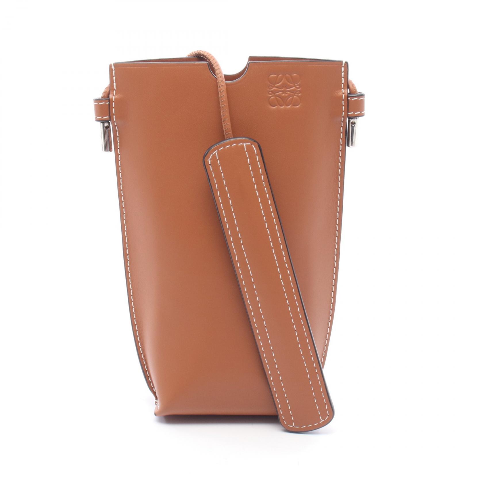 【10%OFFクーポン 7/21 10時～7/26 9:59】ロエベ LOEWE GATE POCKET ゲートポケット ショルダーバッグ バッグ レザー ブラウン系 【中古】｜RECLO（リクロ）店