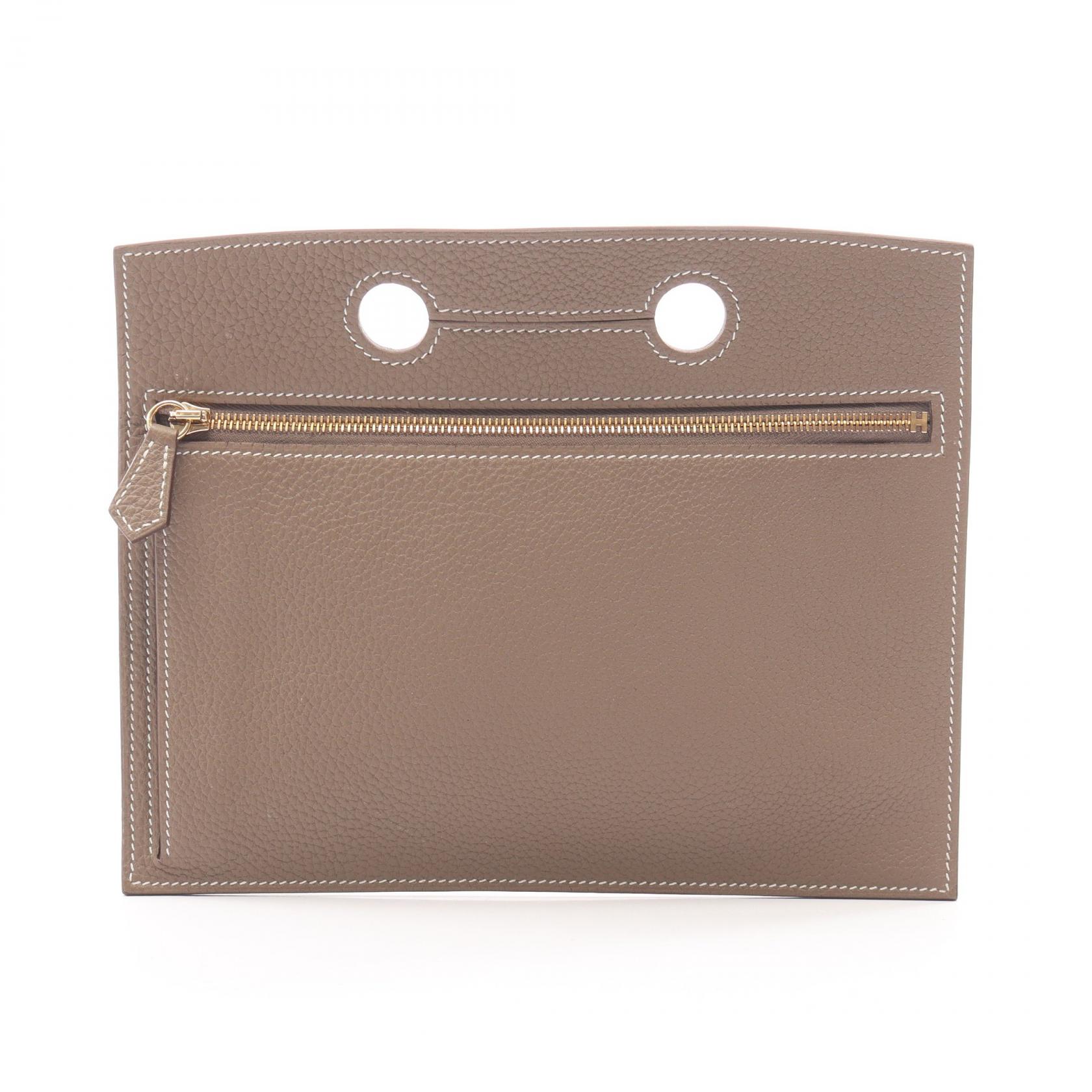 【10%OFFクーポン 7/21 10時~7/26 9:59】エルメス HERMES バックポケット ポーチ バッグ レザー トゴ トゴ グレー系 【中古】|RECLO(リクロ)店