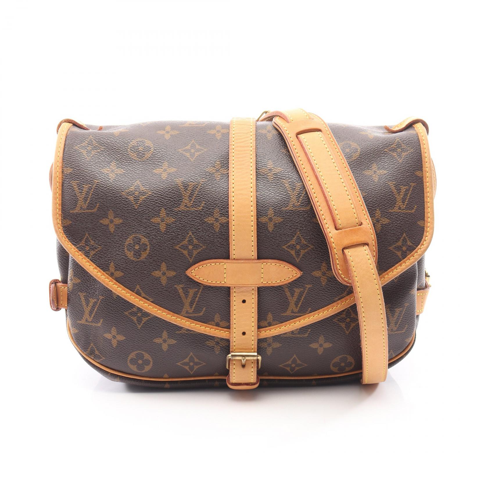 【10%OFFクーポン 7/21 10時～7/26 9:59】ルイ・ヴィトン LOUIS VUITTON ソミュール30 ショルダーバッグ バッグ PVCコーティングキャンバス レザー モノグラム ブラウン系 M42256 【中古】｜RECLO（リクロ）店