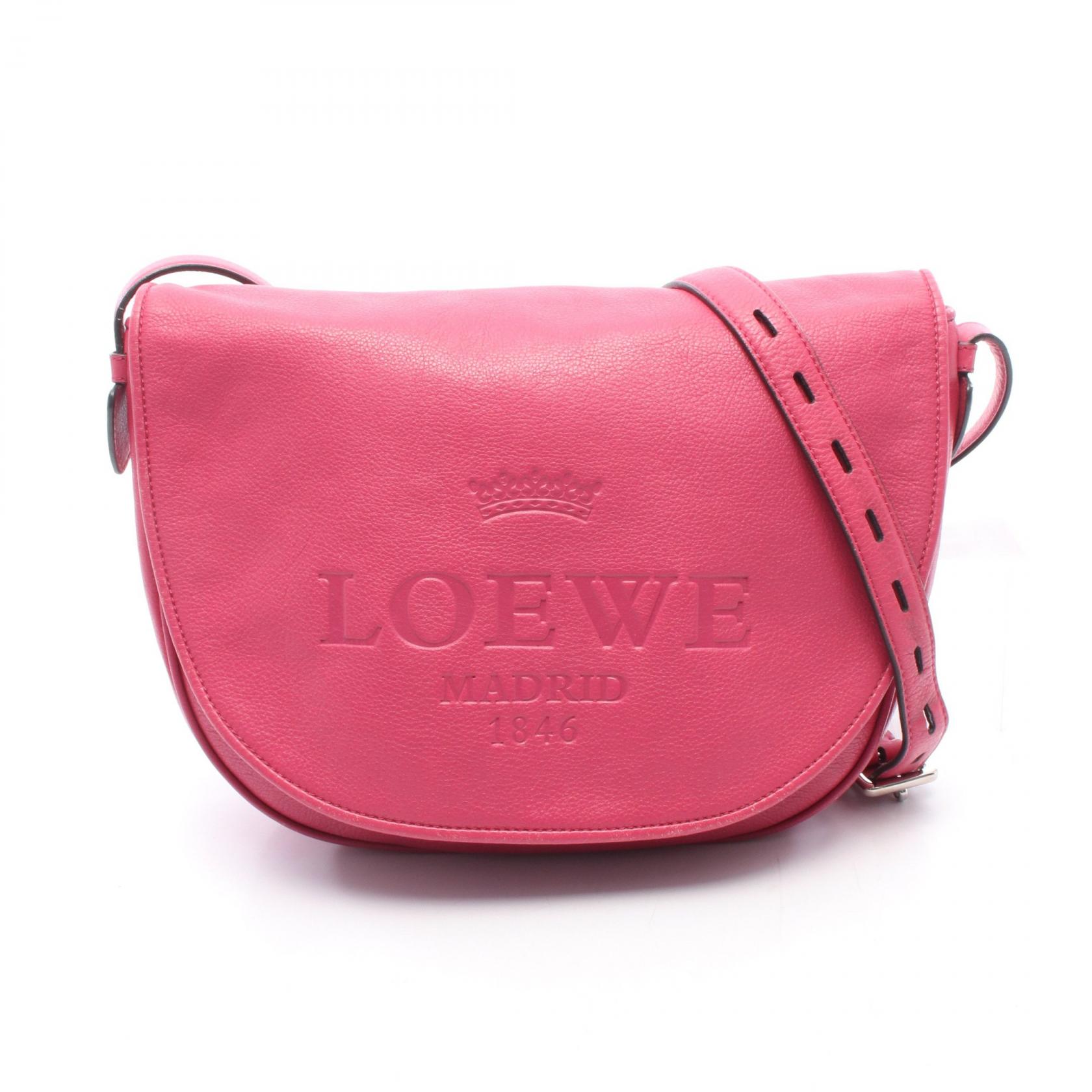 【10%OFFクーポン 7/21 10時~7/26 9:59】ロエベ LOEWE ヘリテージ サッチェル ショルダーバッグ バッグ レザー ピンク系 【中古】|RECLO(リクロ)店