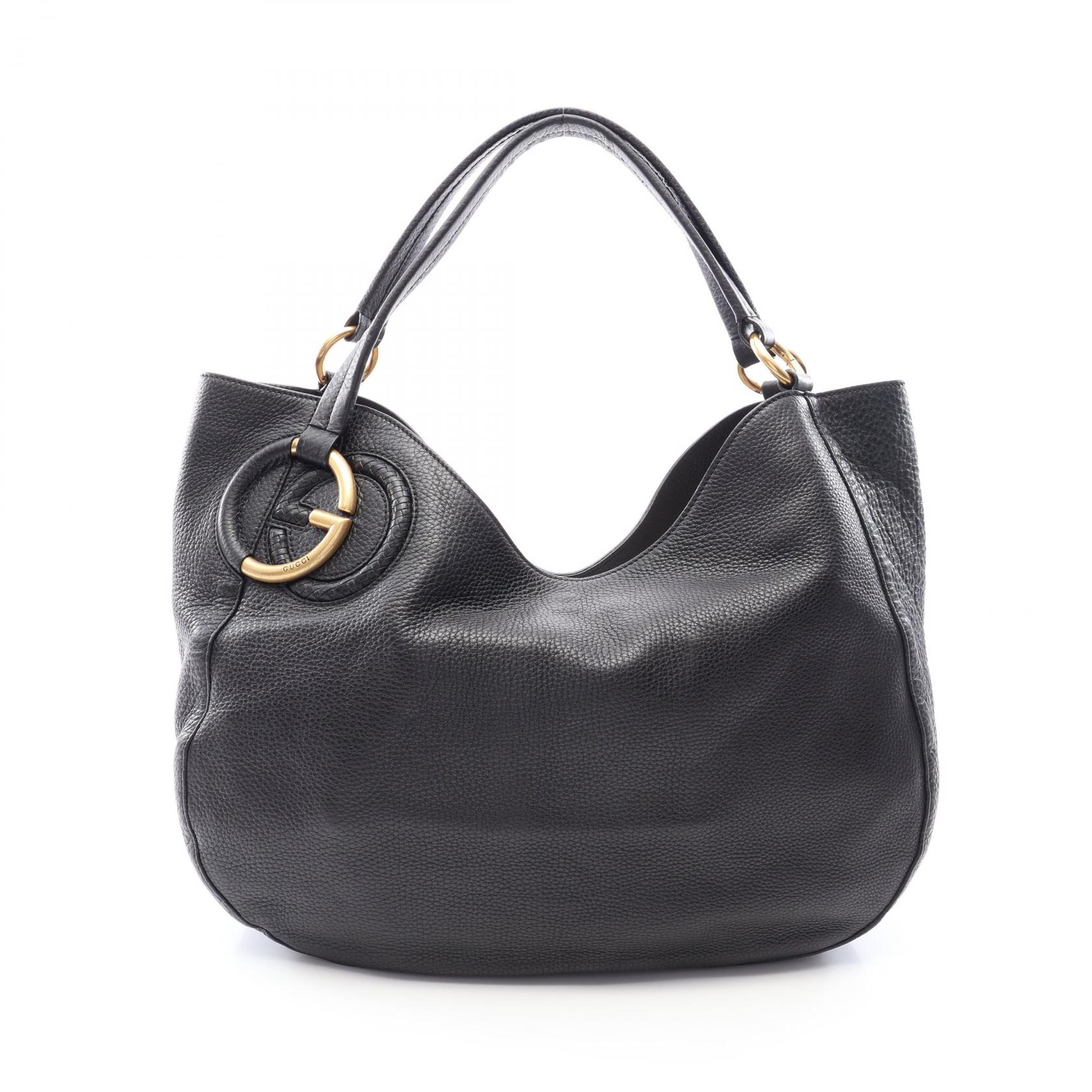 【10%OFFクーポン 7/21 10時～7/26 9:59】グッチ GUCCI インターロッキングG ショルダーバッグ バッグ レザー ブラック系 309531 【中古】｜RECLO（リクロ）店