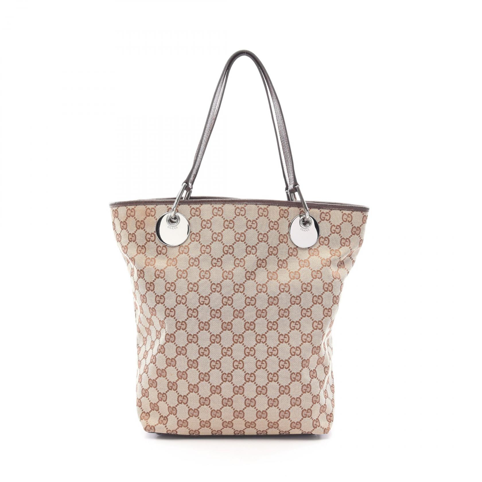 【10%OFFクーポン 7/21 10時~7/26 9:59】グッチ GUCCI エクリプス GGキャンバス トートバッグ バッグ キャンバス レザー ベージュ系 / ブラウン系 120836 【中古】|RECLO(リクロ)店