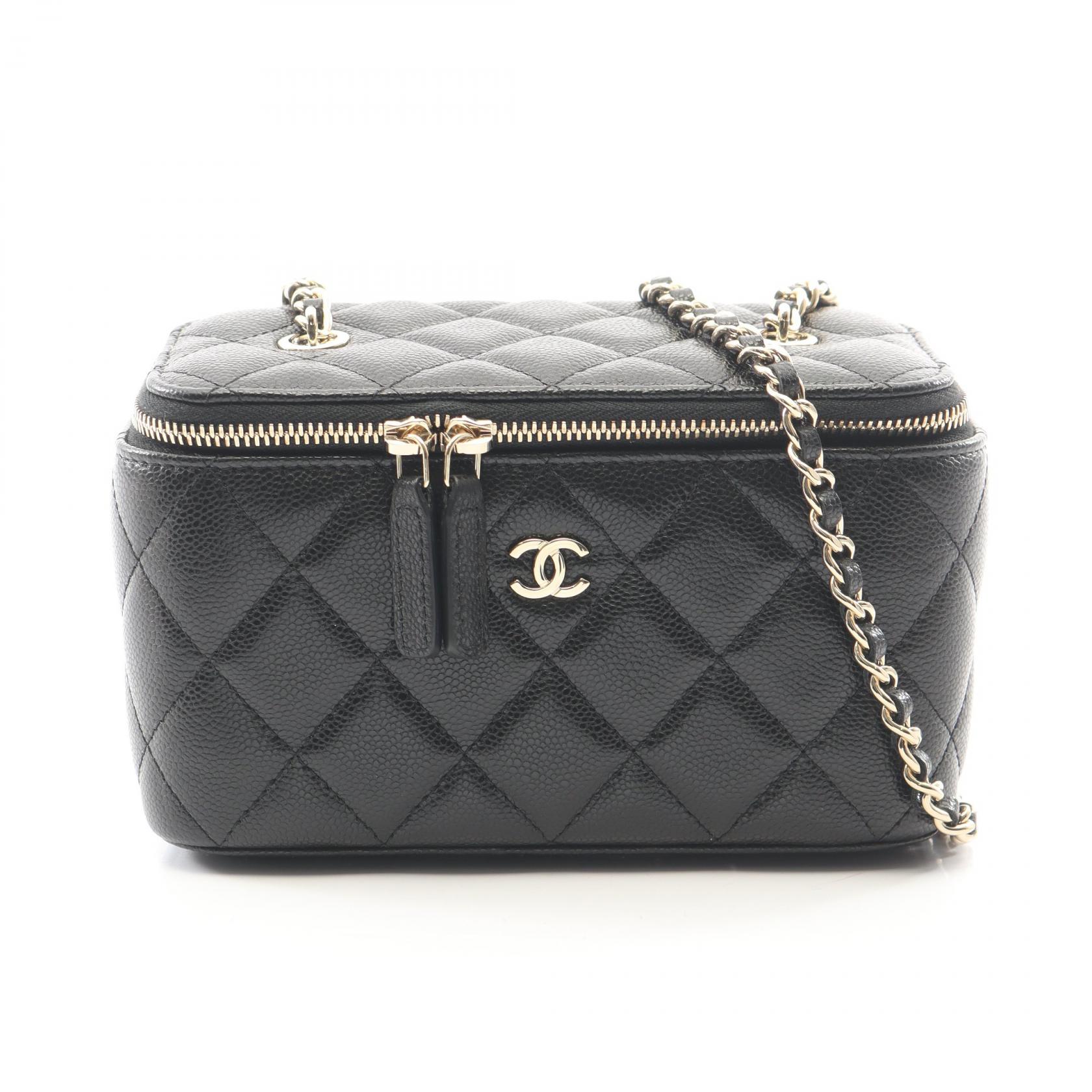 【10%OFFクーポン 7/21 10時～7/26 9:59】シャネル CHANEL マトラッセ スモールバニティ ショルダーバッグ バッグ キャビアスキン(グレインドカーフ) ブラック系 AP1341 【中古】｜RECLO（リクロ）店