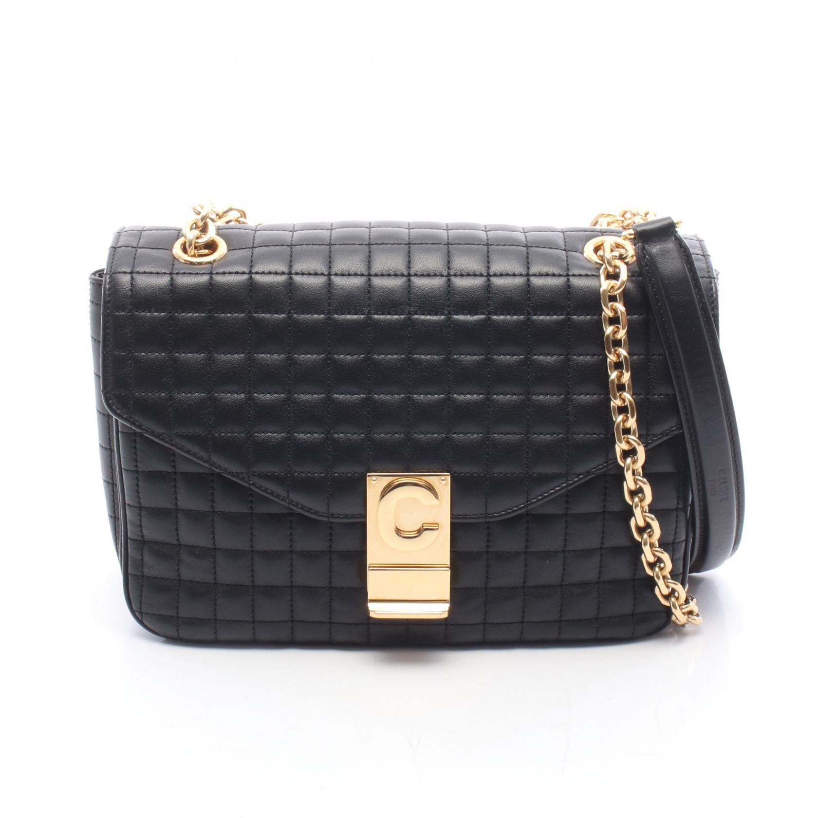 【10%OFFクーポン 7/21 10時～7/26 9:59】セリーヌ CELINE C セー ミディアム ショルダーバッグ バッグ レザー ブラック系 187253BFC.38NO 【中古】｜RECLO（リクロ）店 84,700円