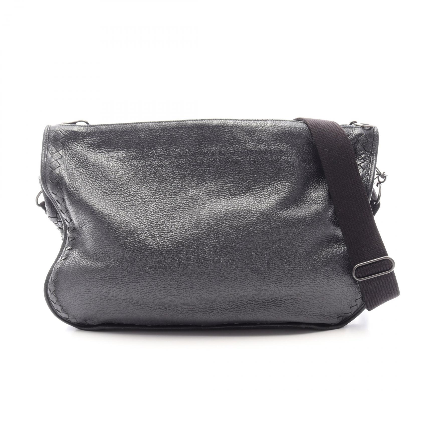 【10%OFFクーポン 7/21 10時~7/26 9:59】ボッテガヴェネタ BOTTEGA VENETA イントレチャート ショルダーバッグ バッグ レザー ブラック系 【中古】|RECLO(リクロ)店