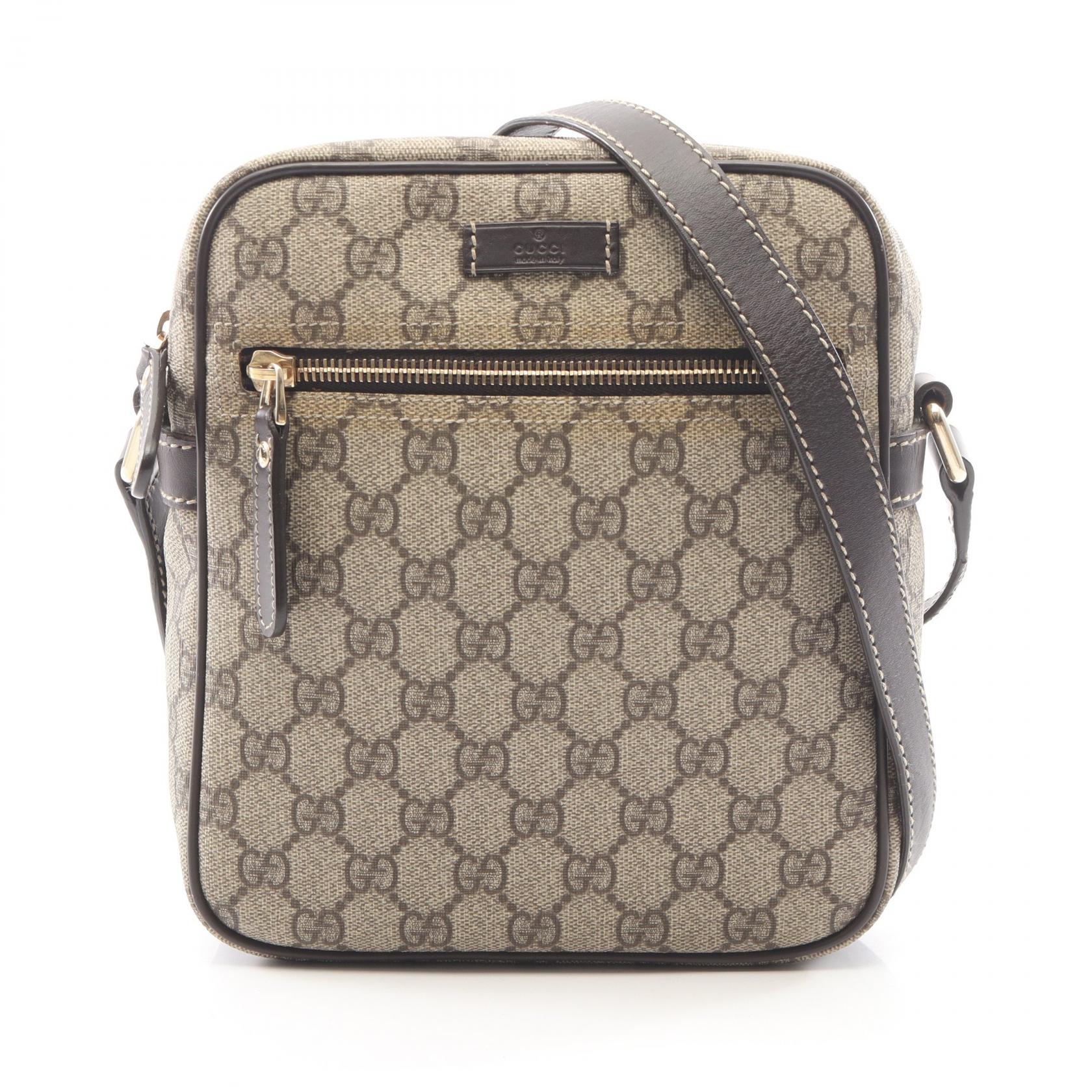 【10%OFFクーポン 7/21 10時～7/26 9:59】グッチ GUCCI GGスプリーム ショルダーバッグ バッグ PVCコーティングキャンバス レザー ベージュ系 / ブラウン系 233268 【中古】｜RECLO（リクロ）店