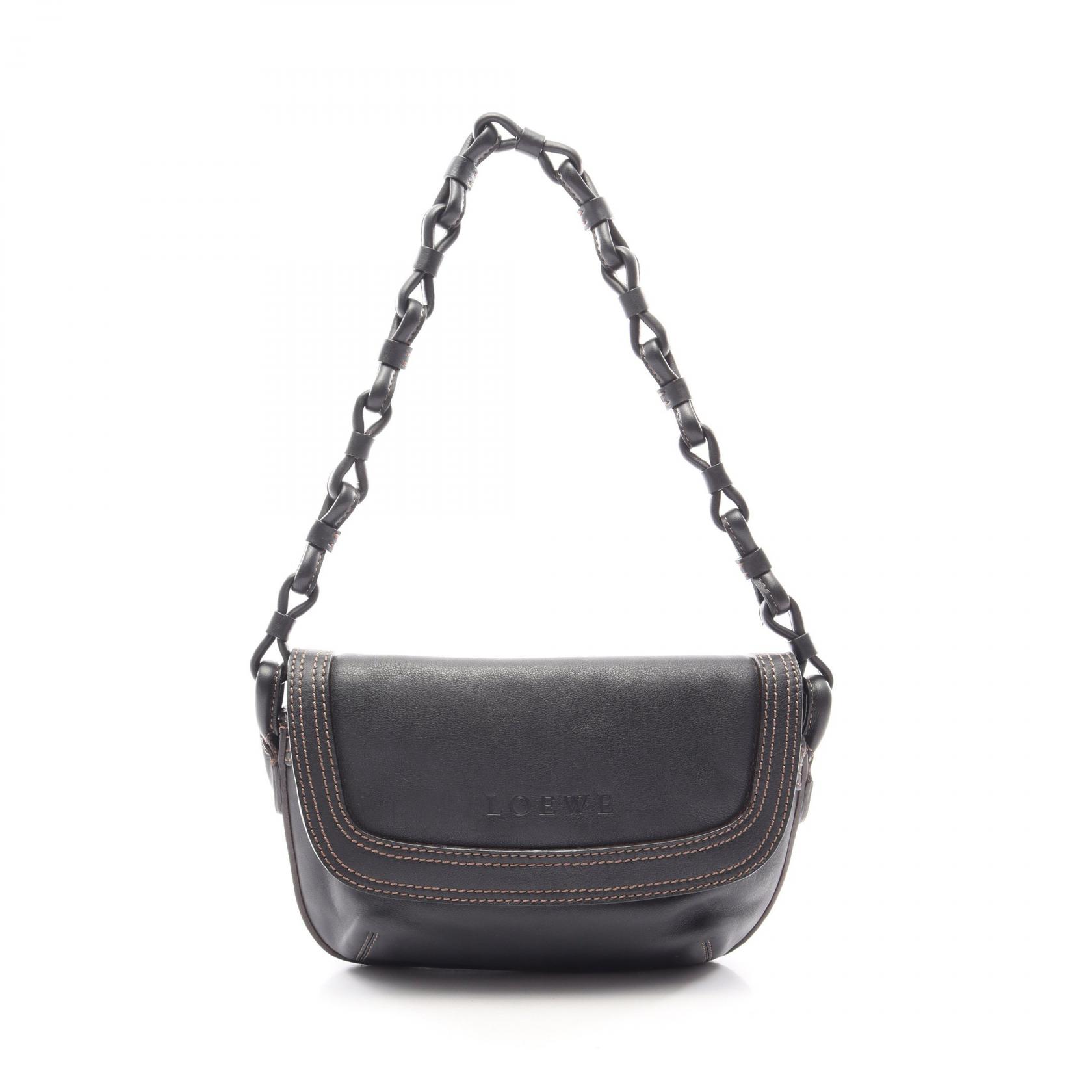【10%OFFクーポン 7/21 10時~7/26 9:59】ロエベ LOEWE ショルダーバッグ バッグ レザー ブラック系 【中古】|RECLO(リクロ)店