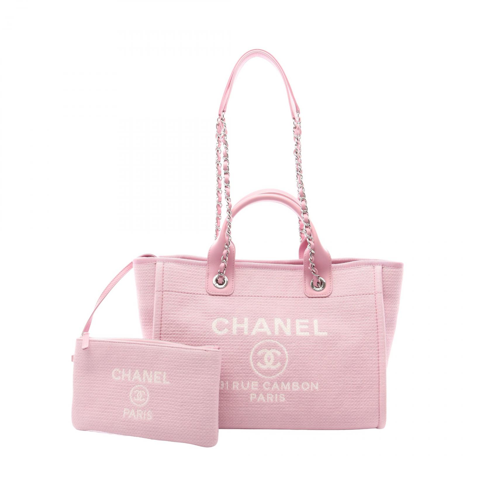 【10%OFFクーポン 7/21 10時~7/26 9:59】シャネル CHANEL ドーヴィル トートバッグ バッグ キャンバス レザー ピンク系 A67001 【中古】|RECLO(リクロ)店