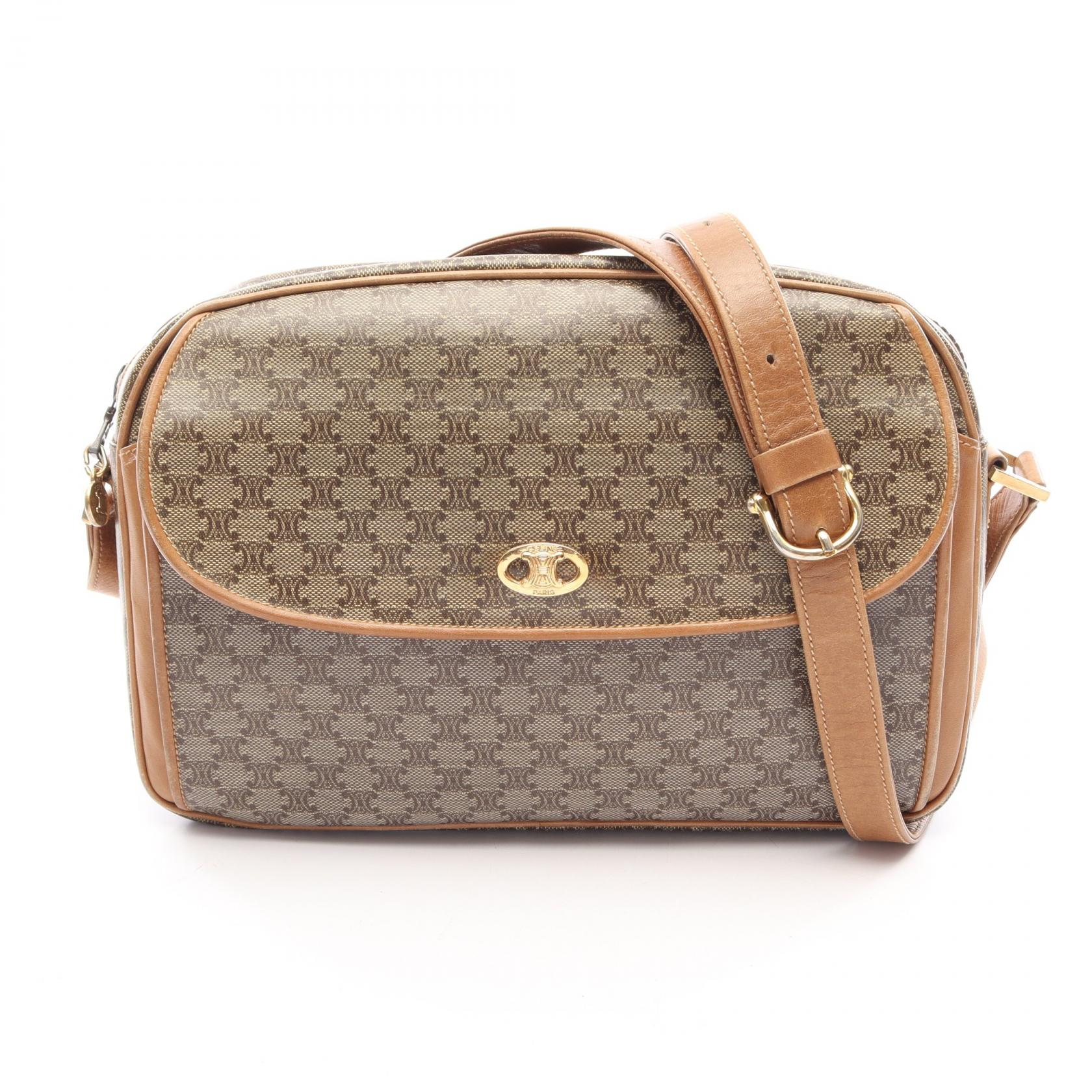 セリーヌ CELINE トリオンフ ショルダーバッグ バッグ PVCコーティングキャンバス レザー ブラウン系 【中古】|RECLO(リクロ)店