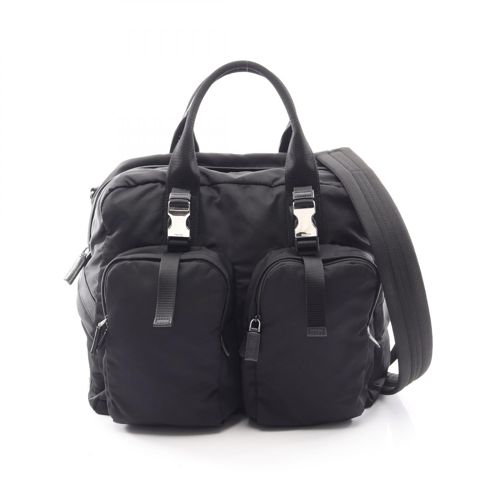プラダ PRADA 2WAY ボストンバッグ バッグ ナイロン サフィアーノレザー ブラック系 【中古】|RECLO(リクロ)店