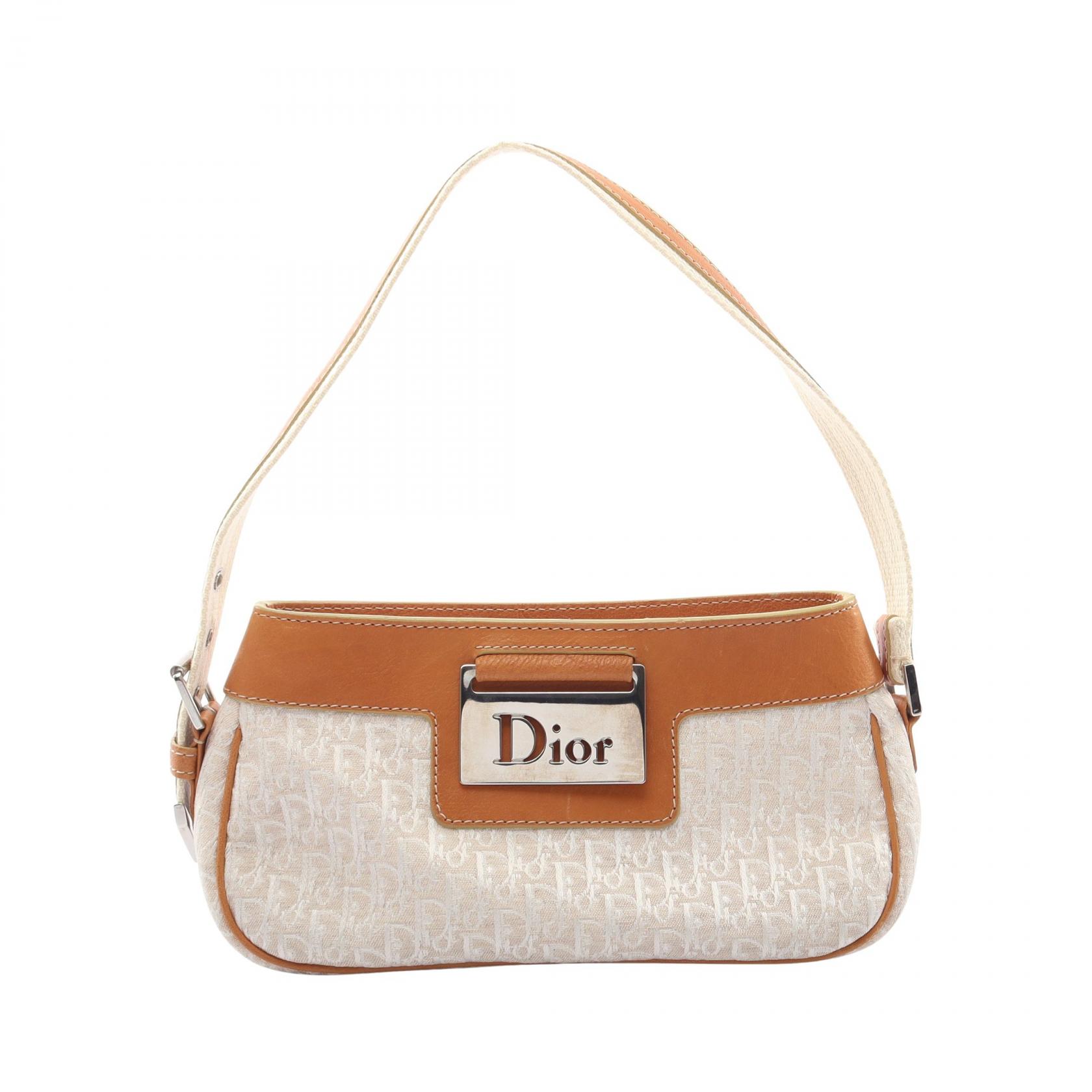 【10%OFFクーポン 7/21 10時～7/26 9:59】ディオール Dior ストリートシック トロッター ハンドバッグ バッグ キャンバス レザー アイボリー系 / ブラウン系 【中古】｜RECLO（リクロ）店
