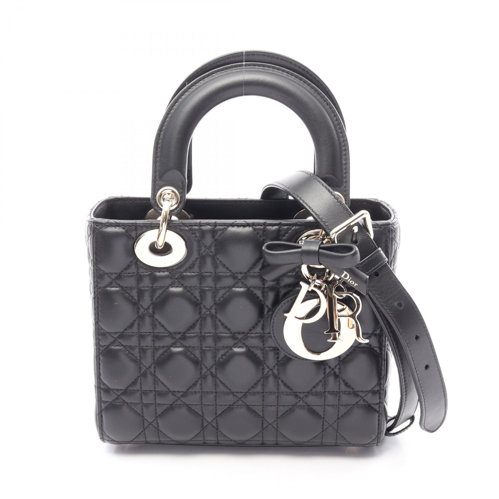 【10%OFFクーポン 7/21 10時～7/26 9:59】ディオール Dior レディディオール スモール カナージュ 2WAY ハンドバッグ バッグ レザー ブラック系 M0531OUQA_M900 【中古】｜RECLO（リクロ）店