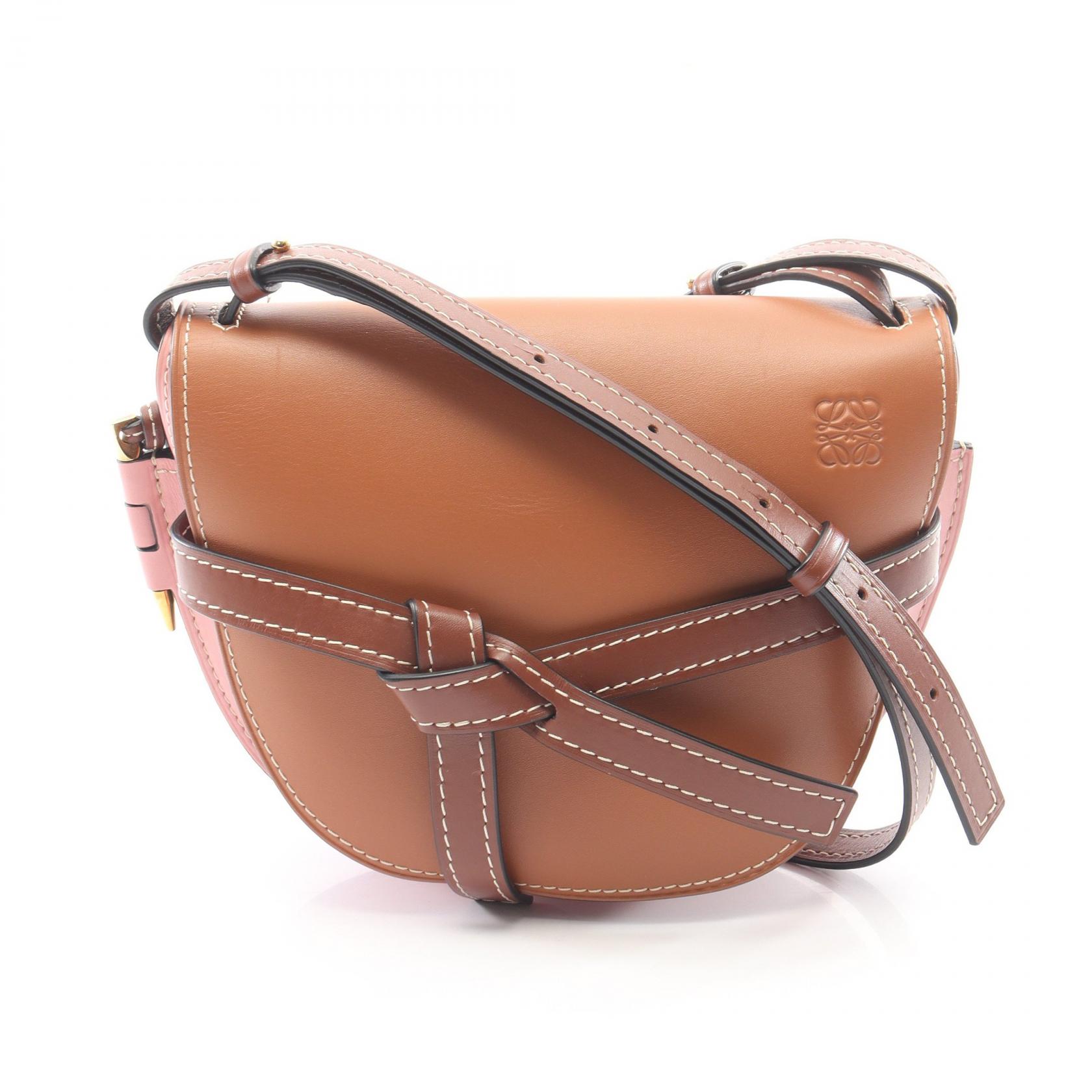 【10%OFFクーポン 7/21 10時～7/26 9:59】ロエベ LOEWE GATE BAG ゲートバッグ スモール ショルダーバッグ バッグ レザー ブラウン系 / ピンク系 321.54.T20 【中古】｜RECLO（リクロ）店 96,800円