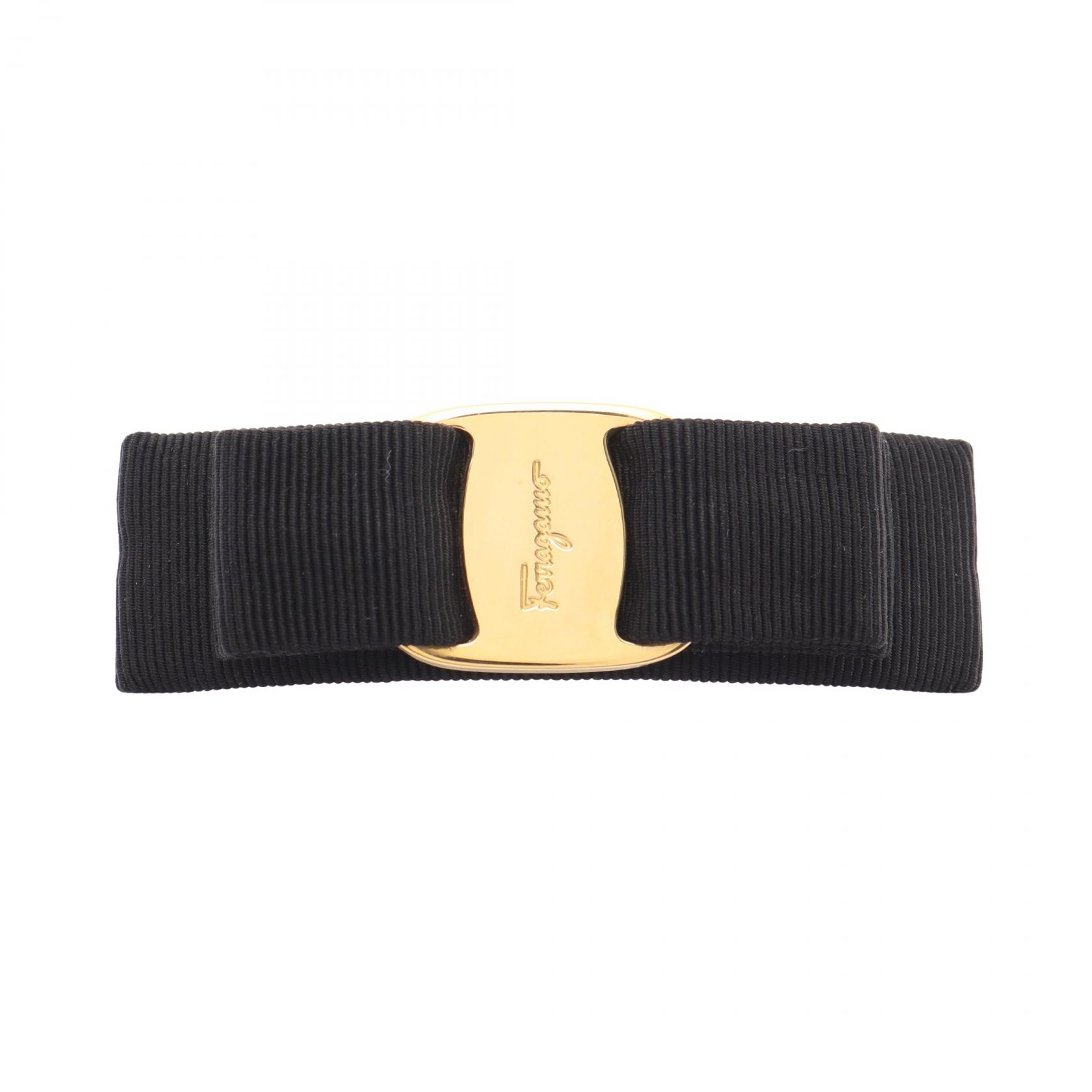 【全品ポイント11倍｜7/30 0:00-23:59】サルヴァトーレフェラガモ Salvatore Ferragamo ヴァラリボン バレッタ アクセサリー GP（ゴールドメッキ） ファブリック ブラック系 【中古】｜RECLO（リクロ）店