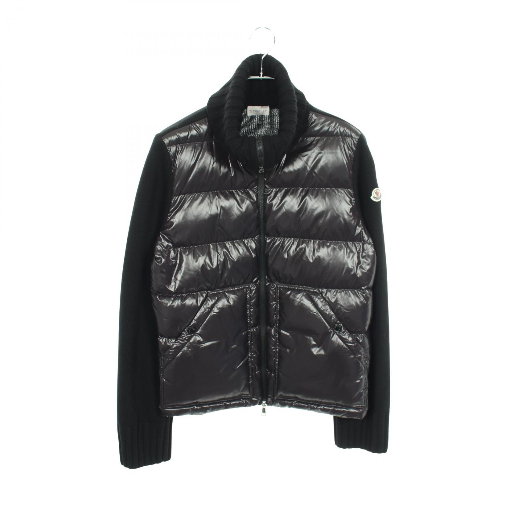 モンクレール MONCLER ニット カーディガン 切替 ダウンジャケット 衣料品 アウター ウール ナイロン ブラック系 【中古】|RECLO(リクロ)店