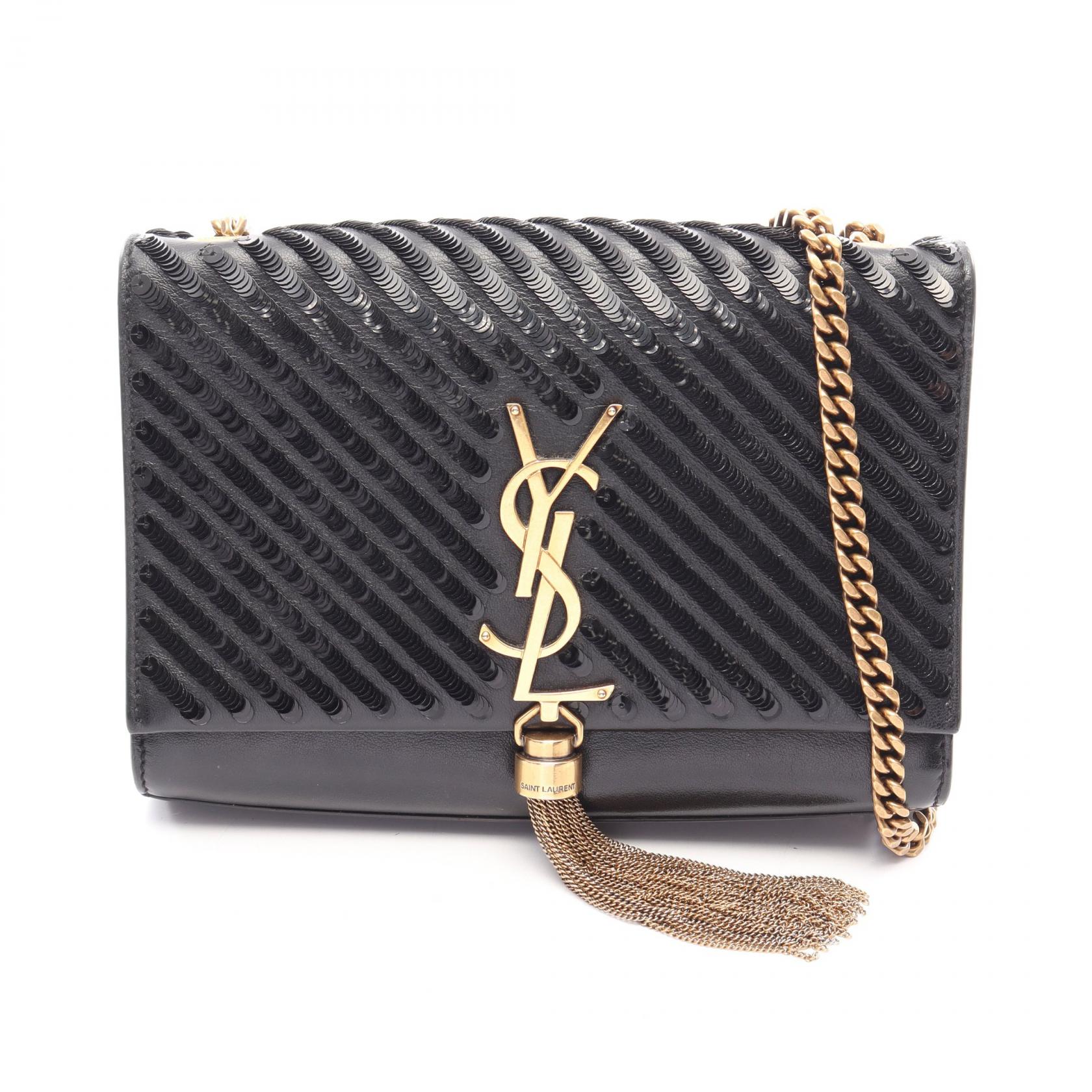 【10%OFFクーポン 7/21 10時~7/26 9:59】サンローランパリ SAINT LAURENT PARIS ケイト タッセル ショルダーバッグ バッグ レザー ブラック系 513568 【中古】|RECLO(リクロ)店