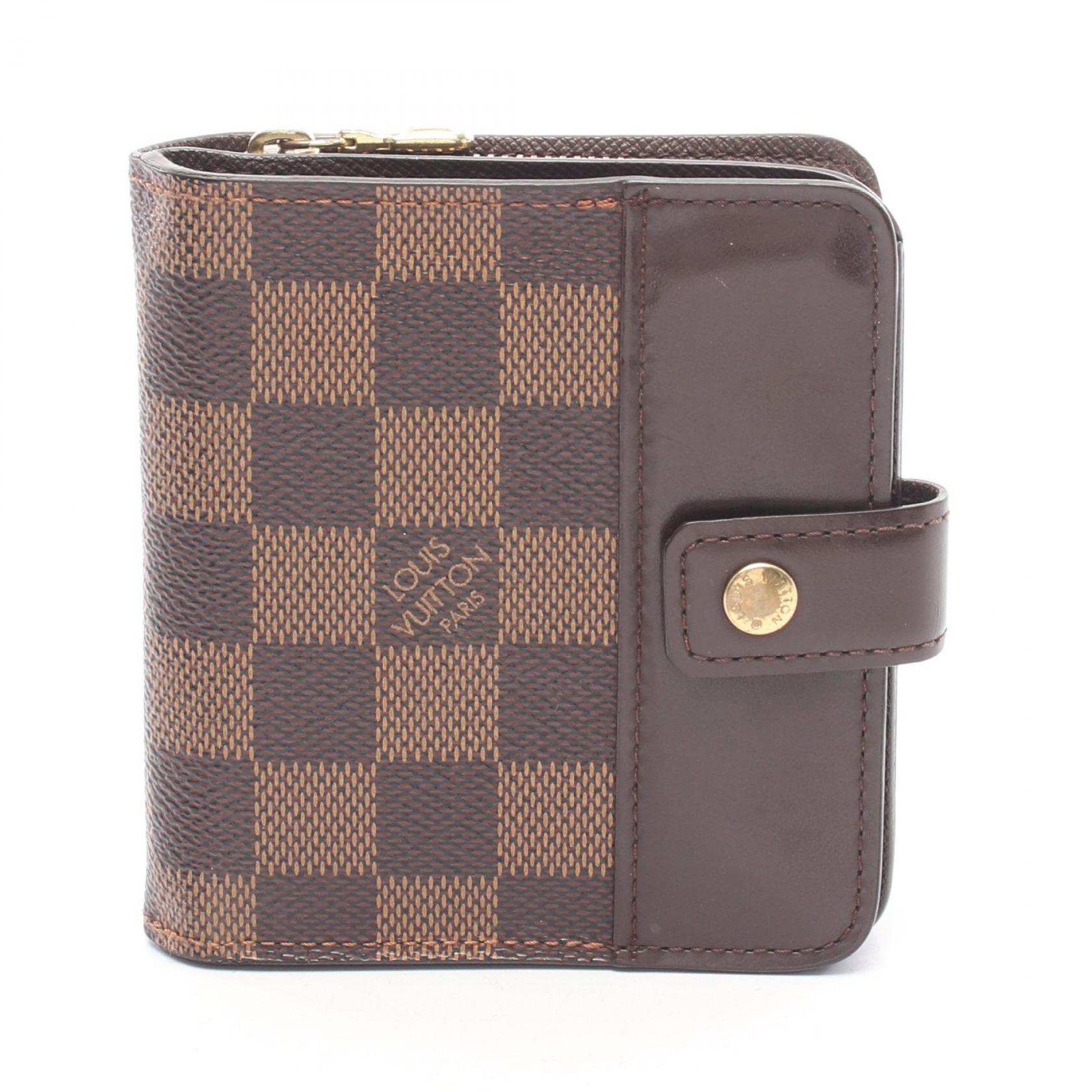 ルイ・ヴィトン LOUIS VUITTON コンパクトジップ ダミエエベヌ 二つ折り財布 財布 レザー PVC ブラウン系 N61668 【中古】｜RECLO（リクロ）店