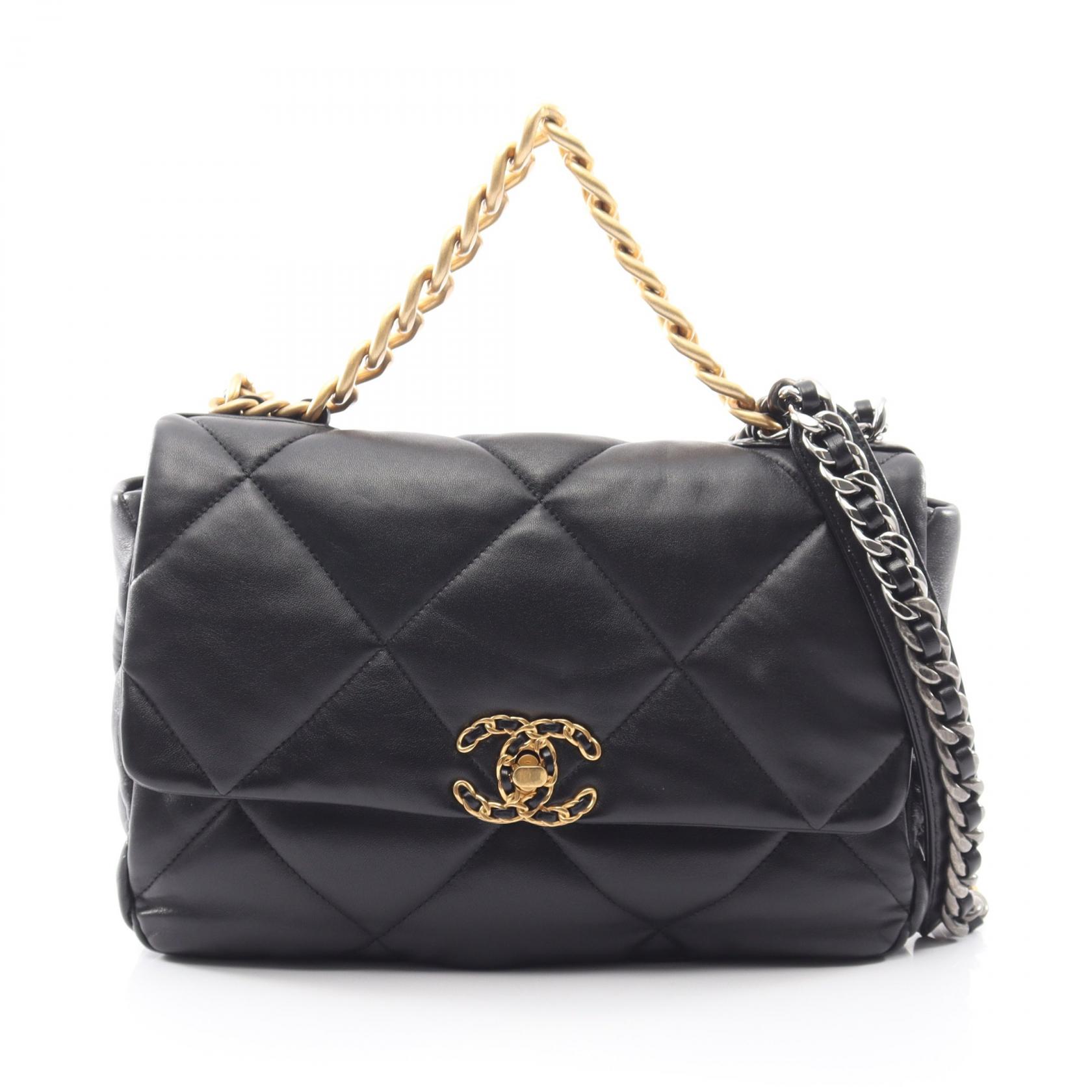 シャネル CHANEL 19 ディズヌフ マトラッセ コンビ金具 2WAY ショルダーバッグ バッグ ラムスキン(羊革) ブラック系 AS1161 【中古】|RECLO(リクロ)店