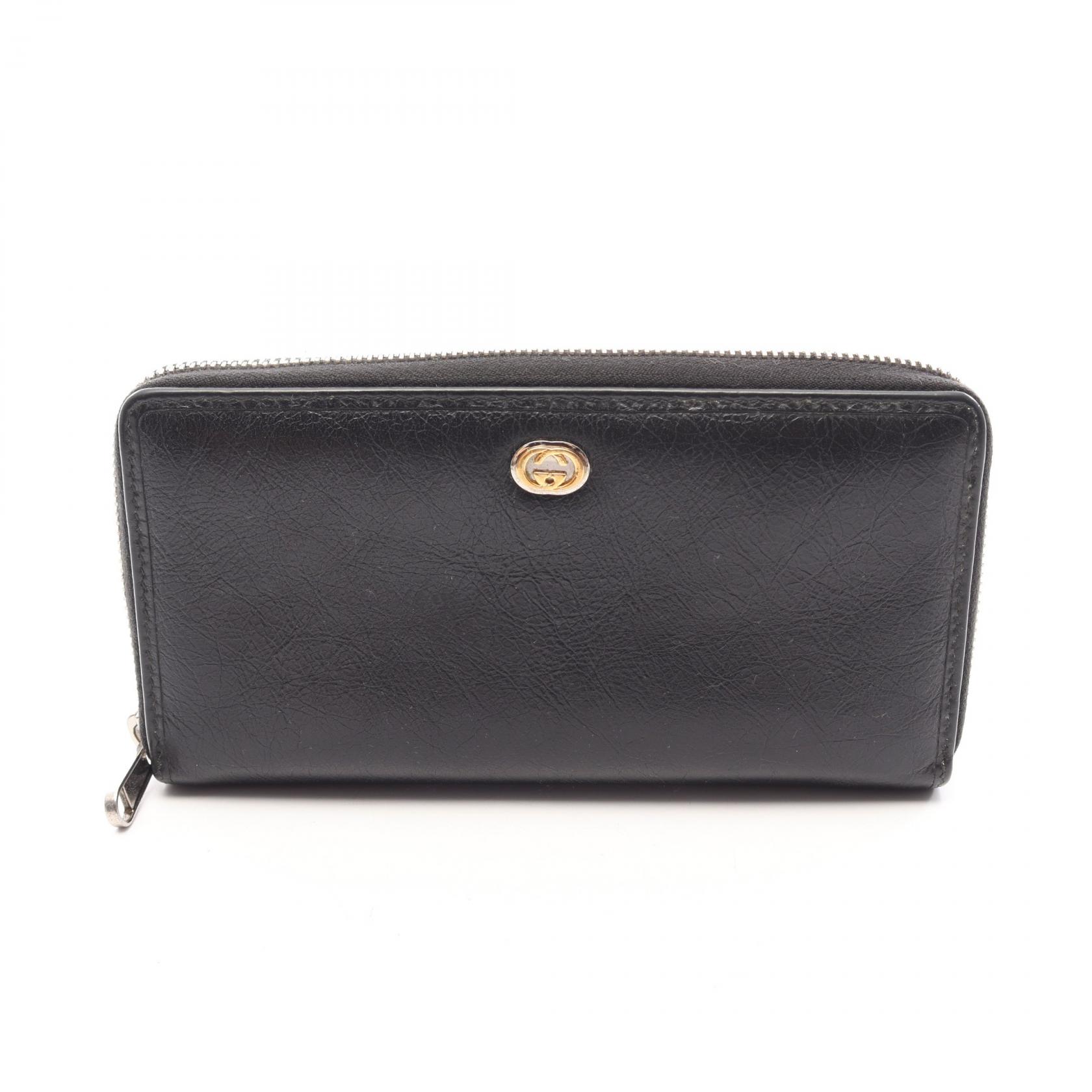 グッチ GUCCI ラウンド長財布 財布 レザー ブラック系 575988 【中古】|RECLO(リクロ)店
