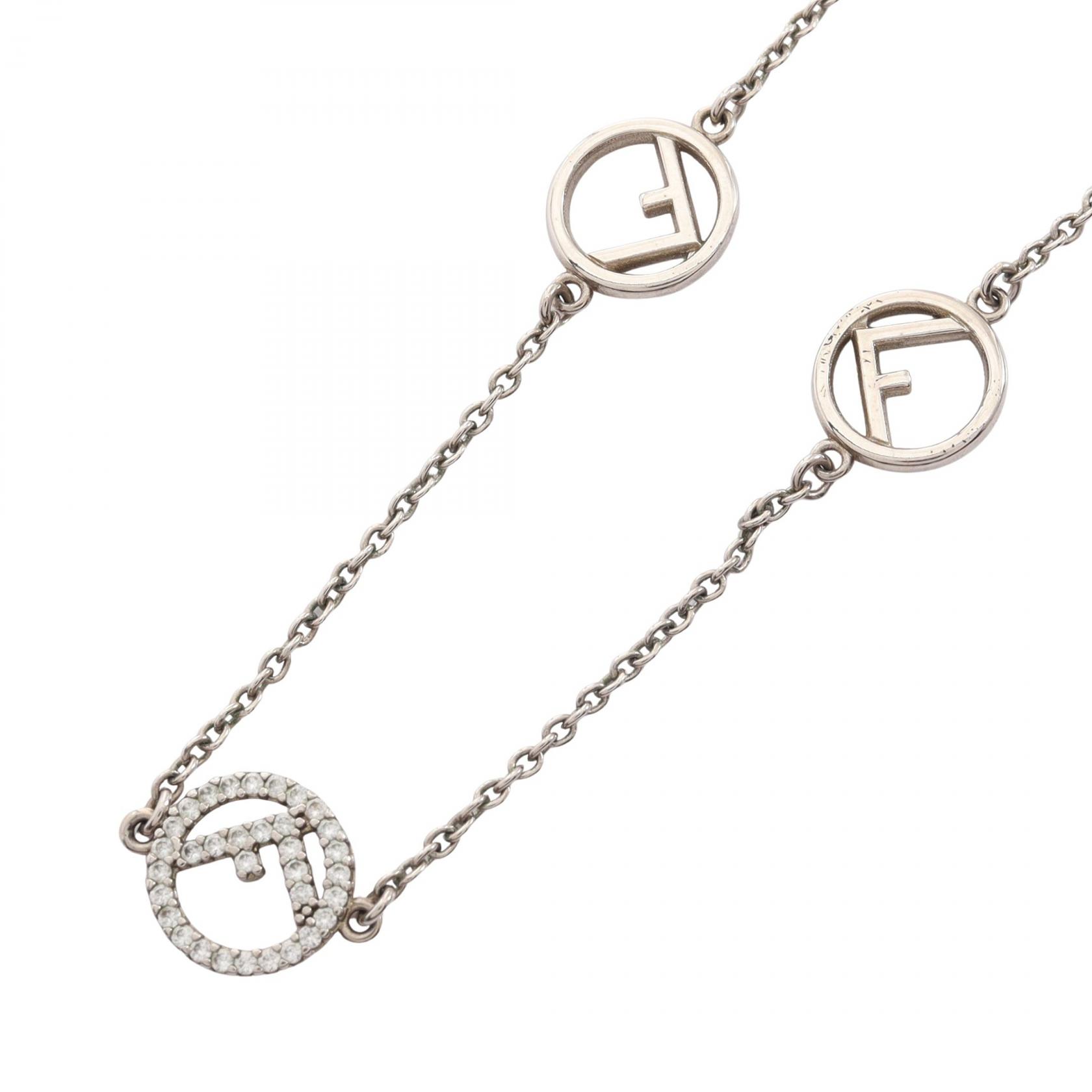 フェンディ FENDI エフ イズ ネックレス ジュエリー ステンレススチール ラインストーン シルバー系 【中古】|RECLO(リクロ)店