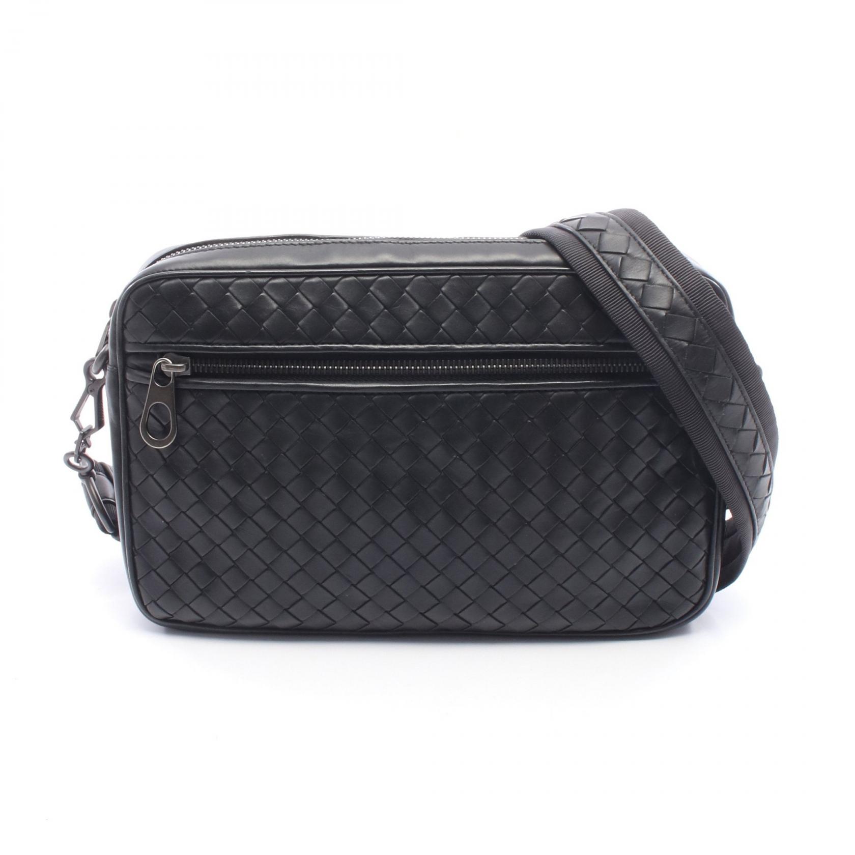 ボッテガヴェネタ BOTTEGA VENETA イントレチャート ショルダーバッグ バッグ レザー ブラック系 【中古】｜RECLO（リクロ）店