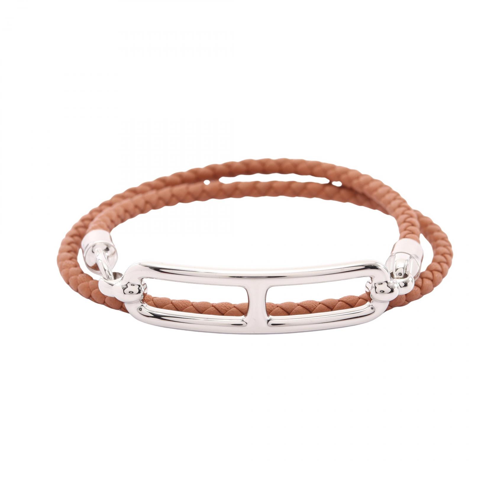 エルメス HERMES ルリ ドゥブルトゥール ブレスレット アクセサリー ステンレススチール ヴォースイフト ヴォースイフト ブラウン系 / シルバー系 【中古】|RECLO(リクロ)店