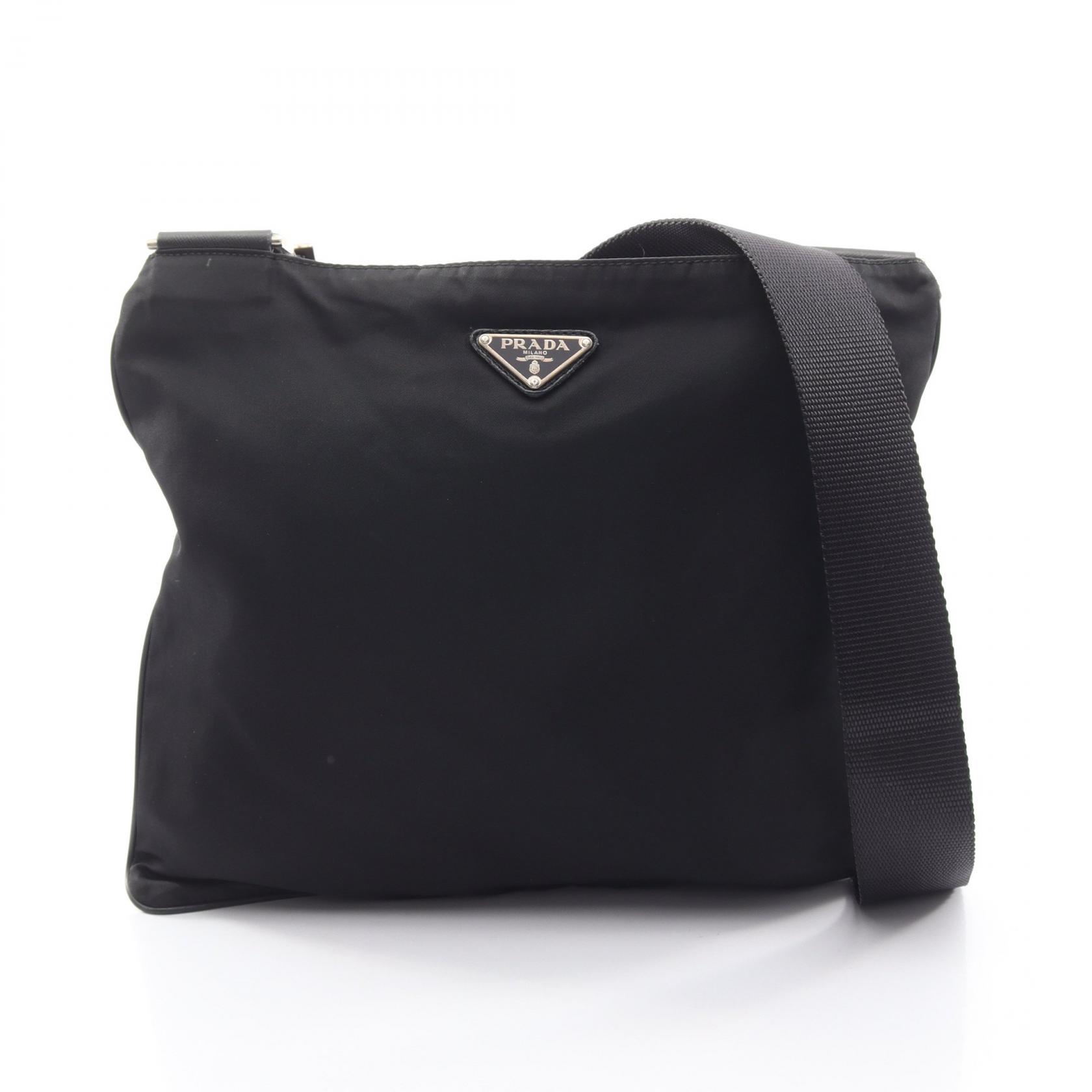 プラダ PRADA トライアングルロゴ ショルダーバッグ バッグ ナイロン レザー ブラック系 【中古】｜RECLO（リクロ）店
