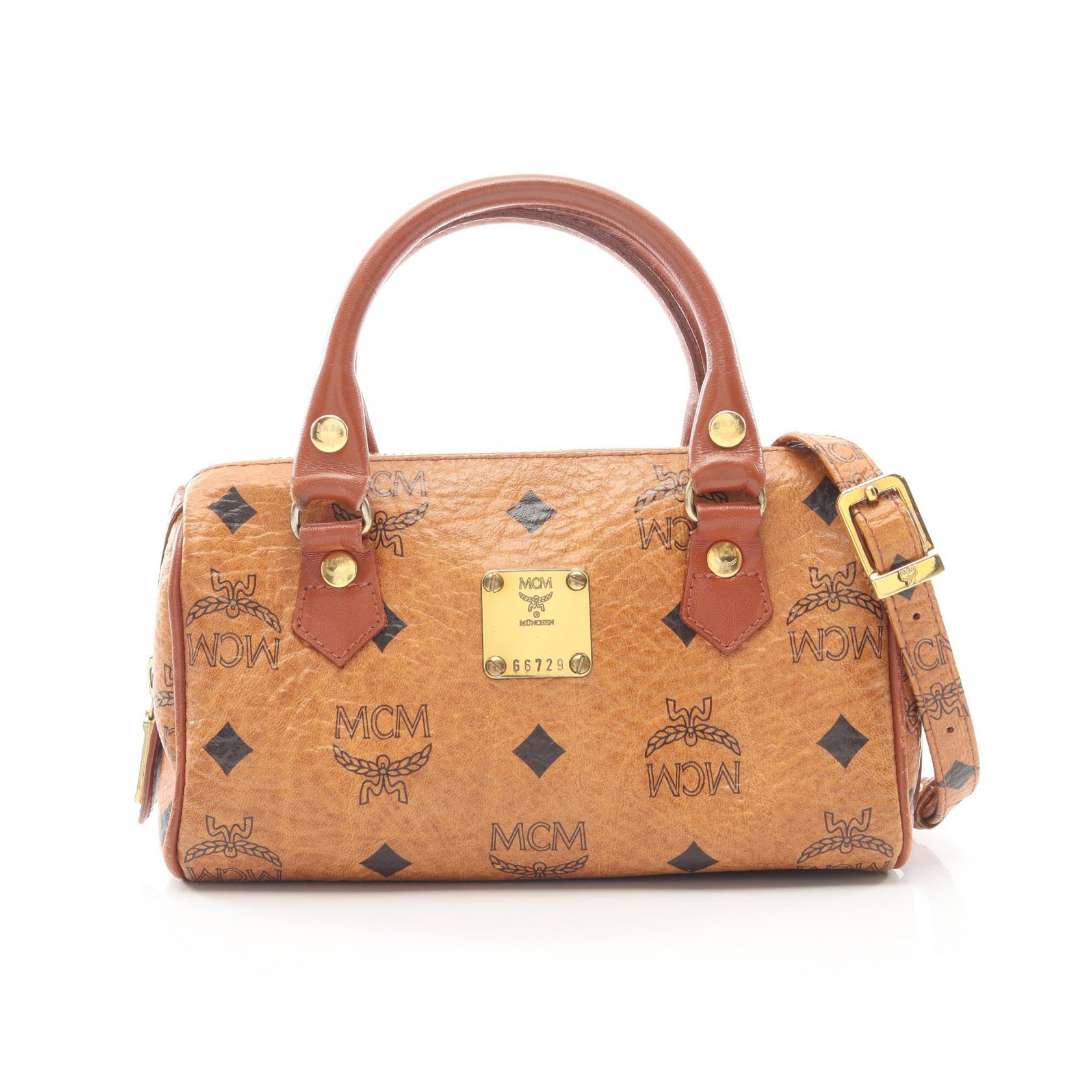 エム・シー・エム MCM ヴィセトス 2WAY トートバッグ バッグ PVCコーティングキャンバス レザー ブラウン系 【中古】｜RECLO（リクロ）店 23,430円