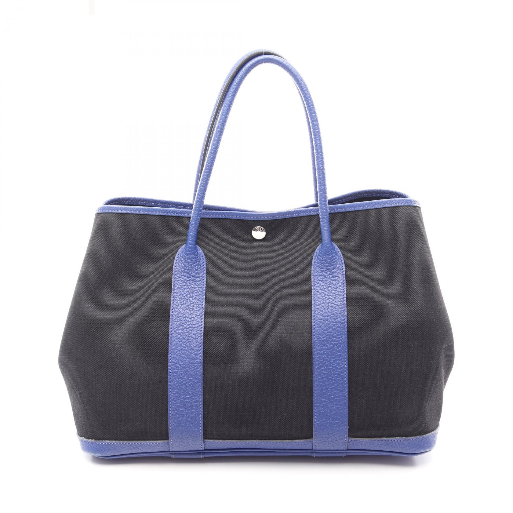 エルメス HERMES ガーデンパーティPM トートバッグ バッグ キャンバス トワルアッシュ / ヴァッシュカントリー トワルアッシュ ブラック系 / ブルー系 【中古】｜RECLO（リクロ）店