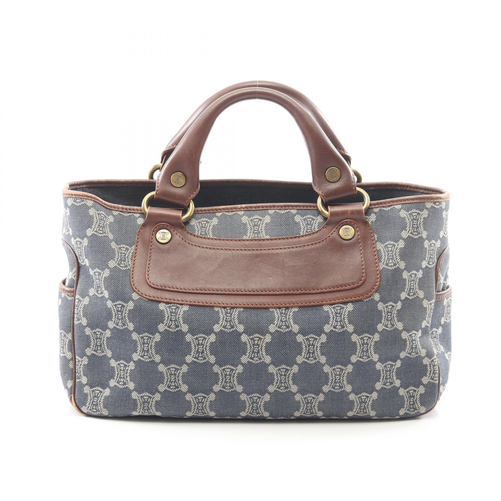 セリーヌ CELINE ブギーバッグ パリマカダム ハンドバッグ バッグ デニム レザー ネイビー系 / ブラウン系 【中古】｜RECLO（リクロ）店