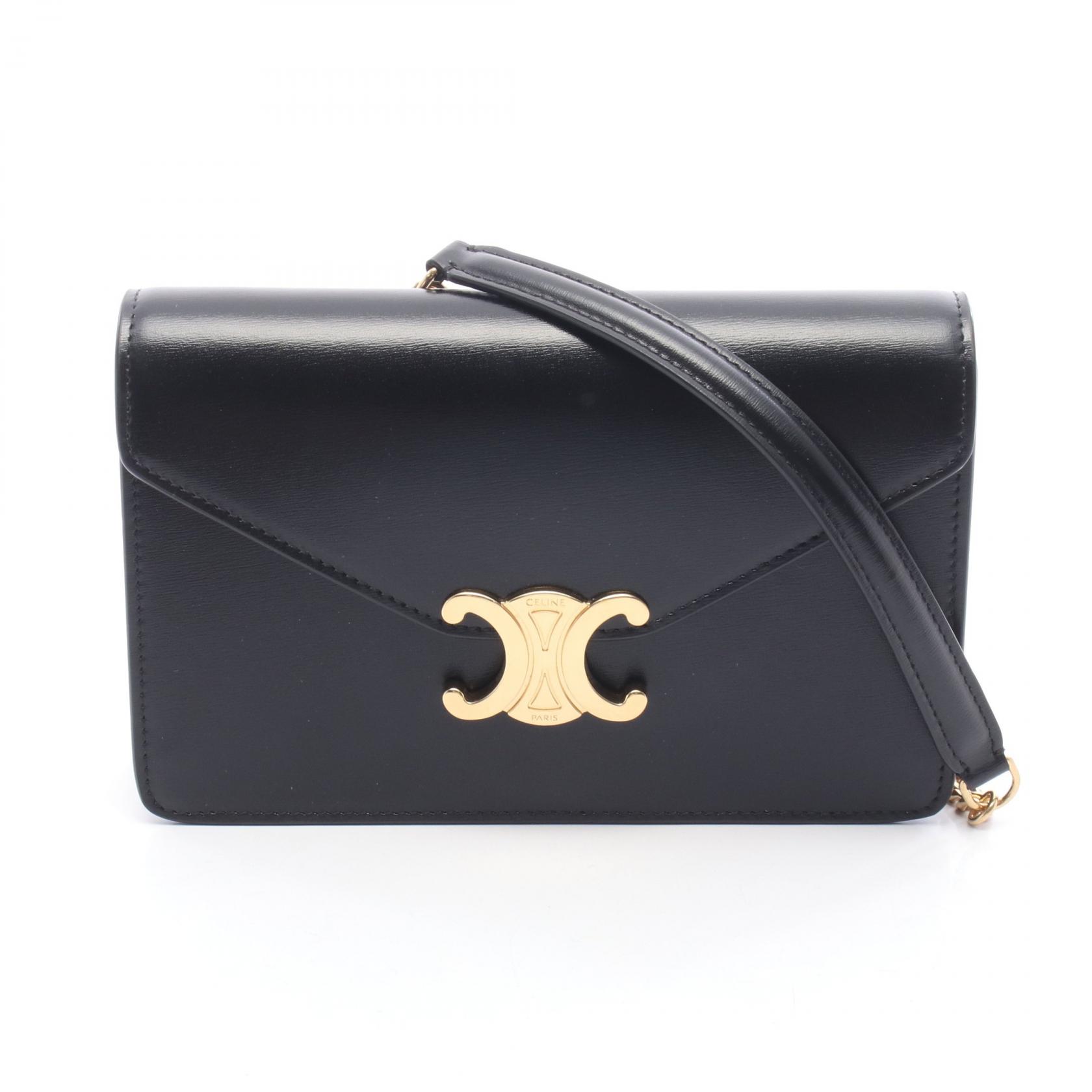 セリーヌ CELINE マーゴ トリオンフ ショルダーバッグ バッグ レザー ブラック系 10L033DPV.38NO 【中古】｜RECLO（リクロ）店 137,500円
