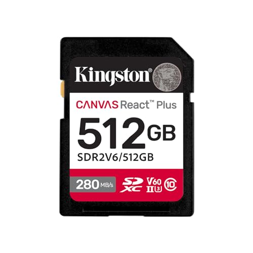 キングストン SDXC歌留多 512GB 最大限度280MB/s UHS-II V60 4K Canvas React Plus SDR2V6/512GB 生産物生存期間継続期間