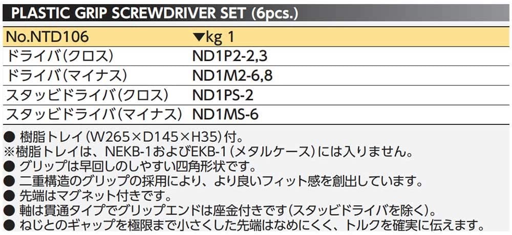 逸品】 京都機械工具 KTC ネプロス 樹脂柄 ドライバー混合セット NTD106 fucoa.cl