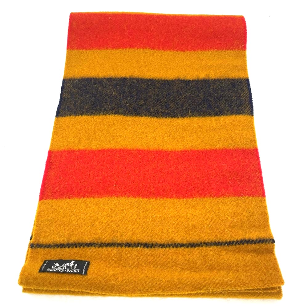 楽天市場】HERMES エルメス マフラー ロカバール柄 ロゴ Hロゴ ウール