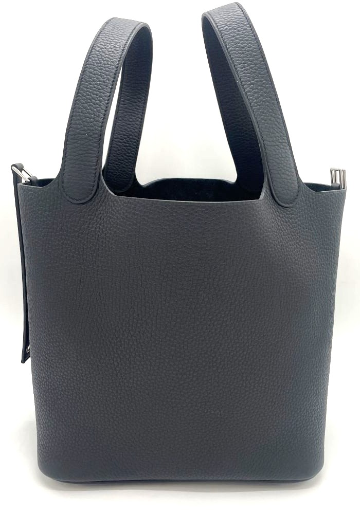【貨物輸送無料】【未当て嵌める】HERMES エルメス ピコタン鍵を掛けるMM トリヨンクレマンス 黒いこと しろがね色金具 K目じるし 2025年生み出すこと なめし革 トートバッグ ハンドバック レディース 亭主もち 【中古】