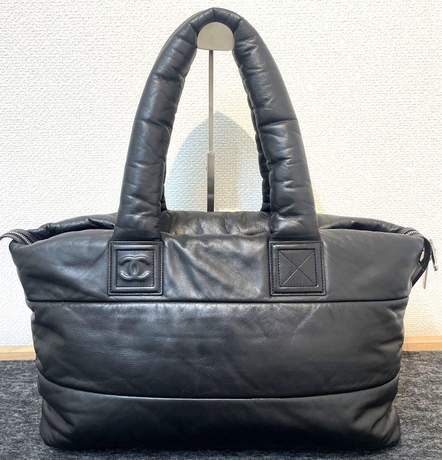 【送料無料】 CHANEL シャネル コココクーン フルレザー トートバッグ ハンドバッグ ココマーク ブラック ボルドー シルバー金具 13番台 2009年頃製造 かばん レディース 女性 【中古】