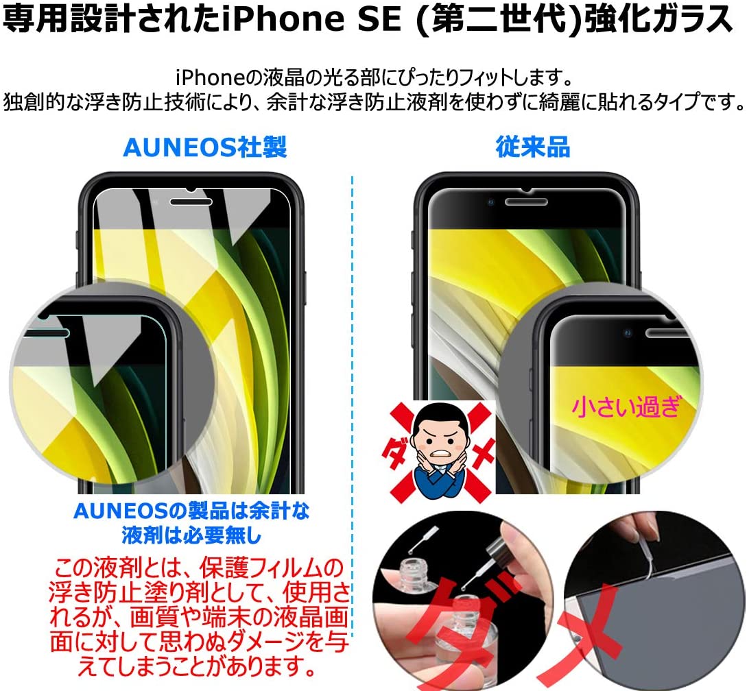 楽天市場 画面フィルム Iphone Se 第二世代 ガラスフィルム 2枚入り専用設計 日本製旭硝子 触感タッチ対応 Iphone 8 7 6兼用 硬度9h 指紋防止 高通過率 高光沢 透明 アイフォン Se 強化ガラス 画面保護 シール くらしにプラス 楽天市場店