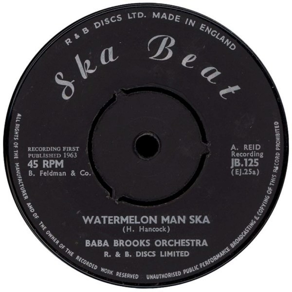 【中古】英7&rdquo; Baba Brooks Band / Stranger Co Watermelon Man Ska / Things Come To Those Who Wait JB125 Ska Beat /00080｜RECORD CITY 店