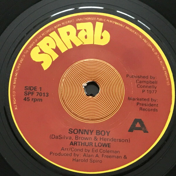 【中古】英7" Arthur Lowe Sonny Boy SPF7013 Spiral /00080画像