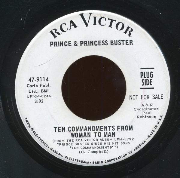【中古】米7&rdquo; Prince Buster &amp; Princess Buste Ten Commandments (From Woman To Man) / Aint That Sa 479114PROMO RCA Victor プロモ /00080｜RECORD CITY 店
